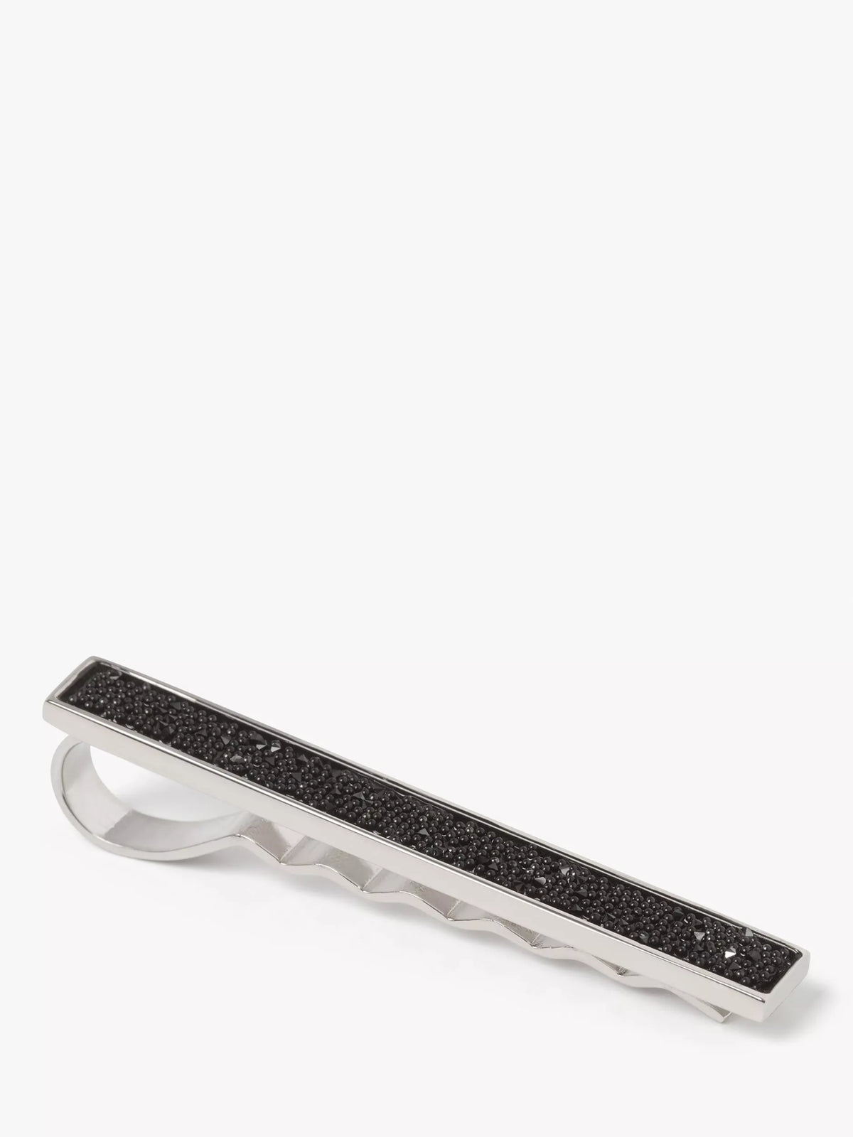 Simon Carter tie slide silver and black crystal fabric - British product