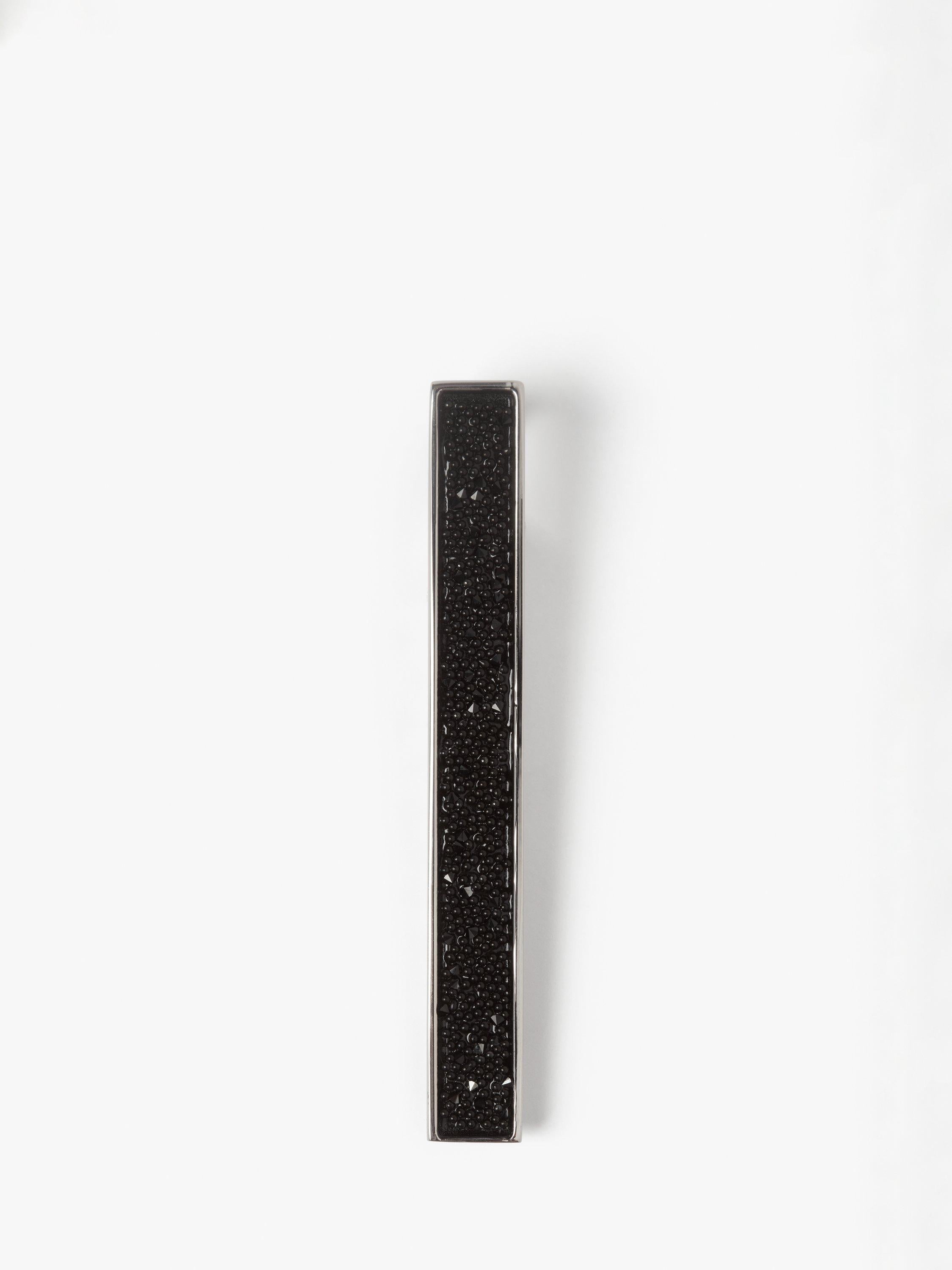 Simon Carter tie slide silver and black crystal fabric - British product