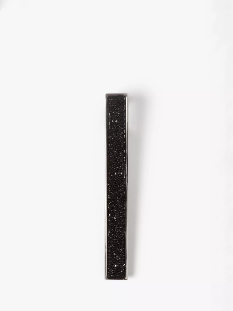 Simon Carter tie slide silver and black crystal fabric - British product