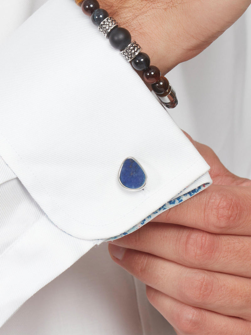 Simon Carter sodalite pebble cufflinks, imported from the UK