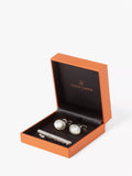 Simon Carter mother of pearl cufflinks and tie slide, imported from the UK