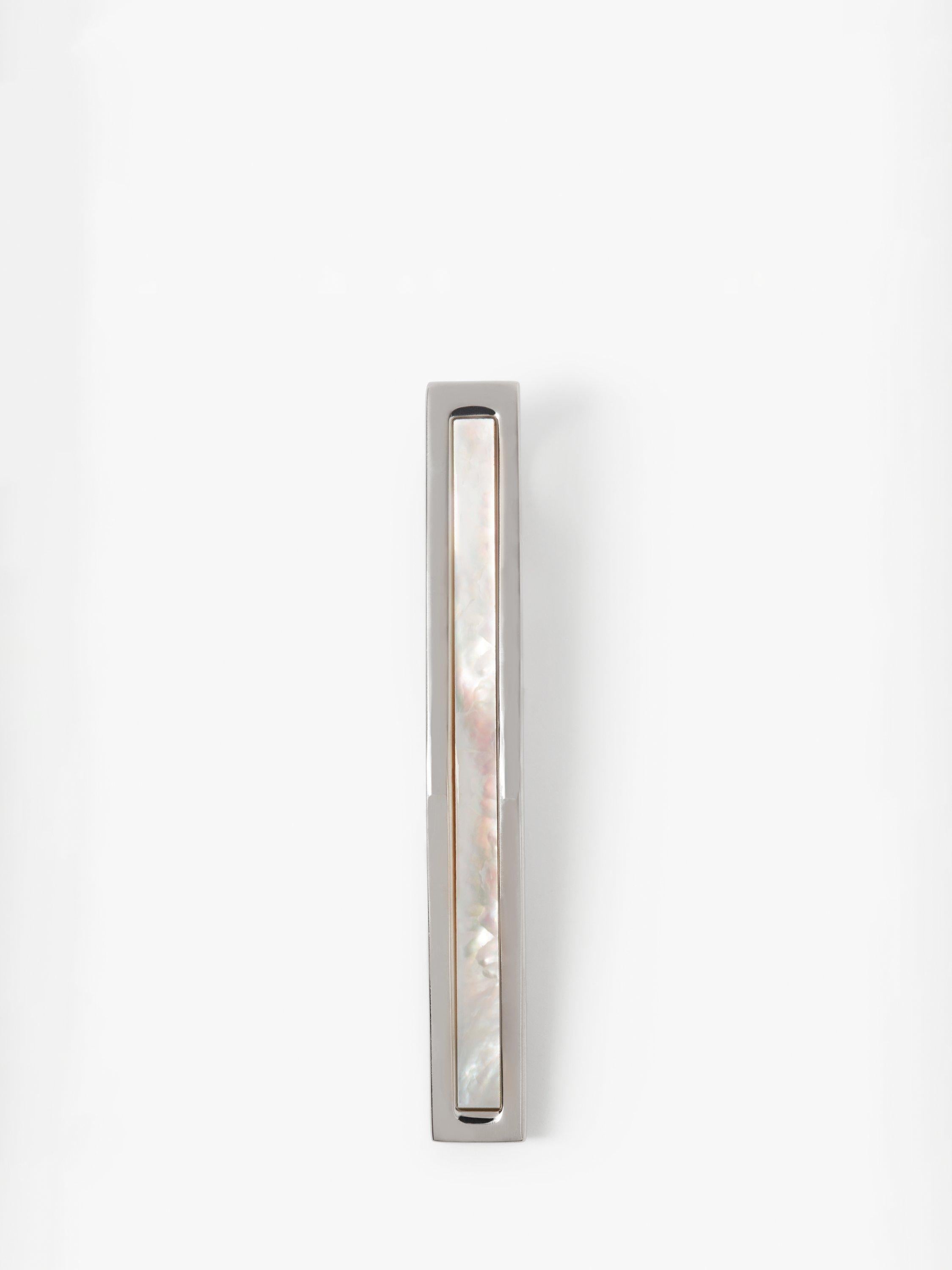 Simon Carter mother of pearl tie slide silver, imported from the UK