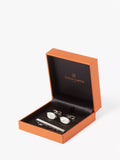 Simon Carter mother of pearl mosaic cufflinks and tie slide set, imported from the UK