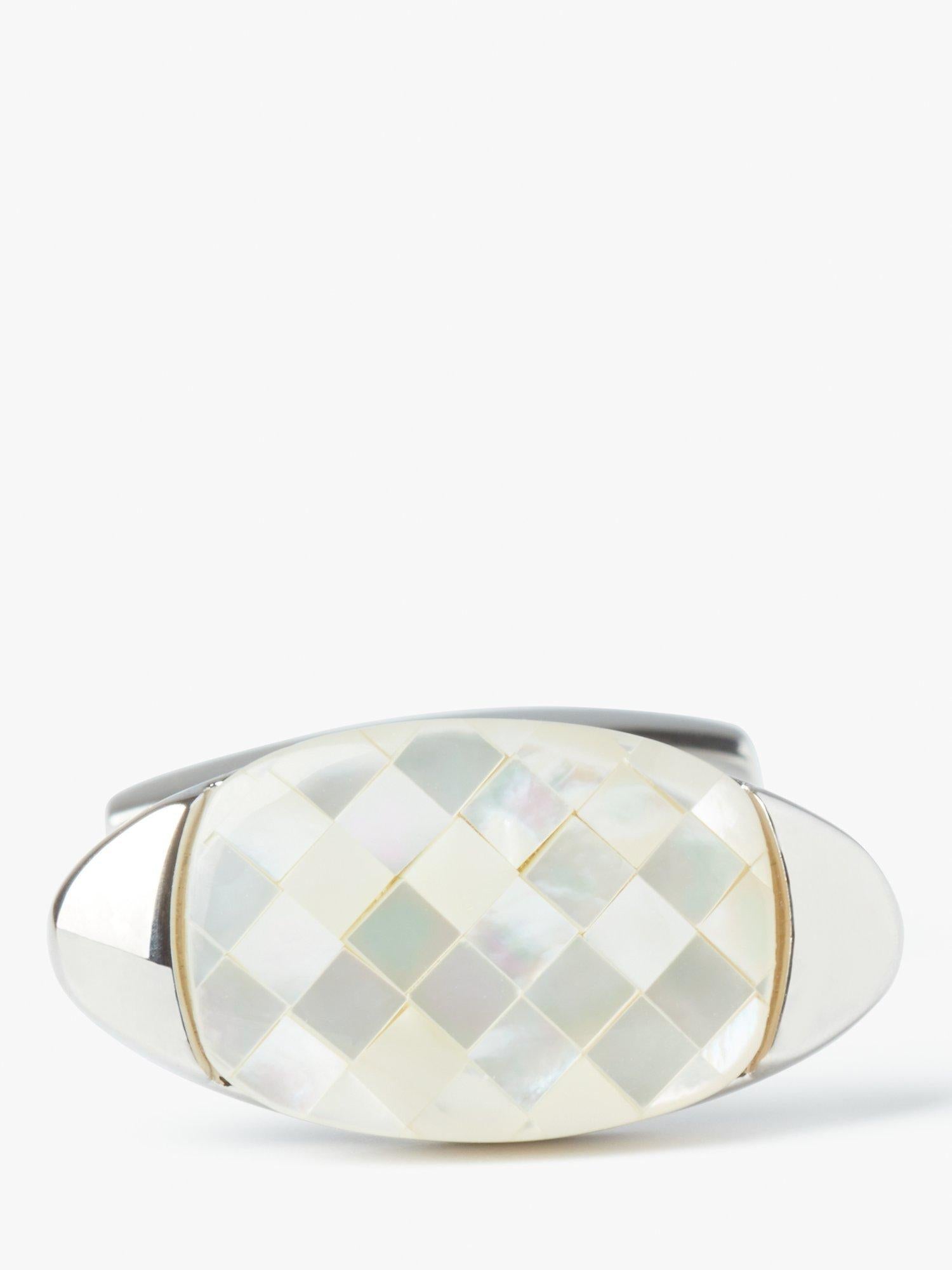 Simon Carter mother of pearl mosaic cufflinks and tie slide set, imported from the UK