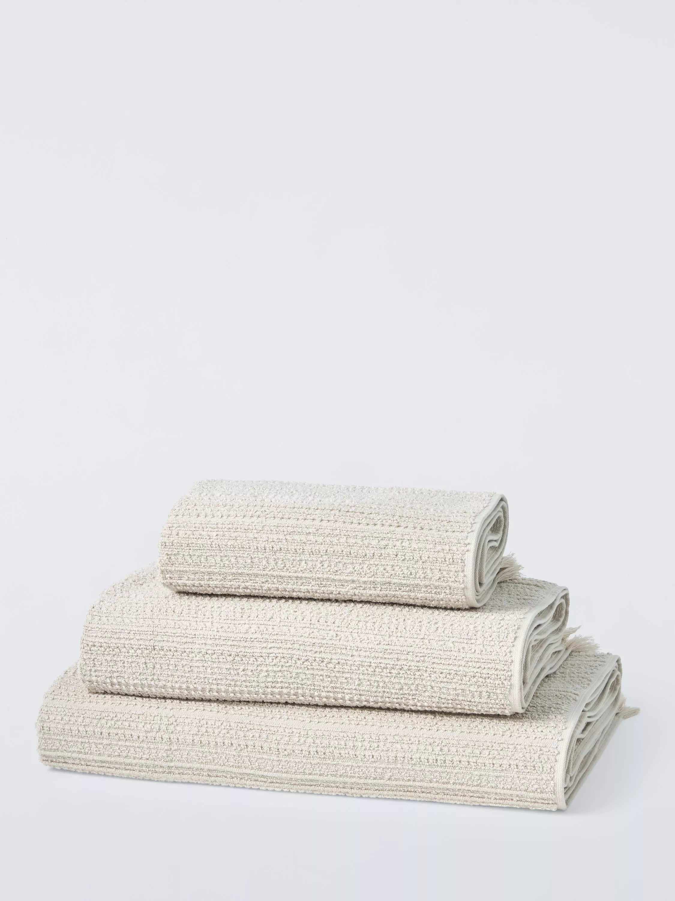 John Lewis Textured Fringed Hand Towel, Natural