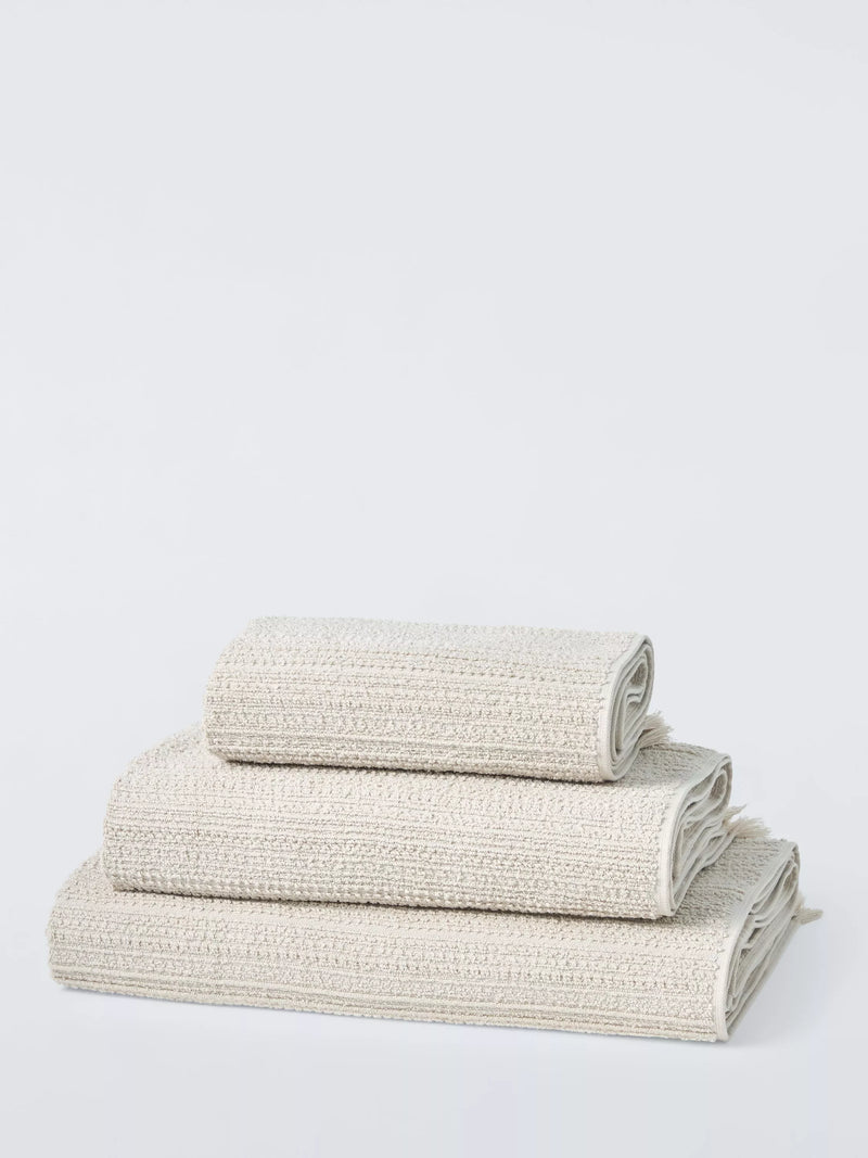 John Lewis Textured Fringed Hand Towel, Natural