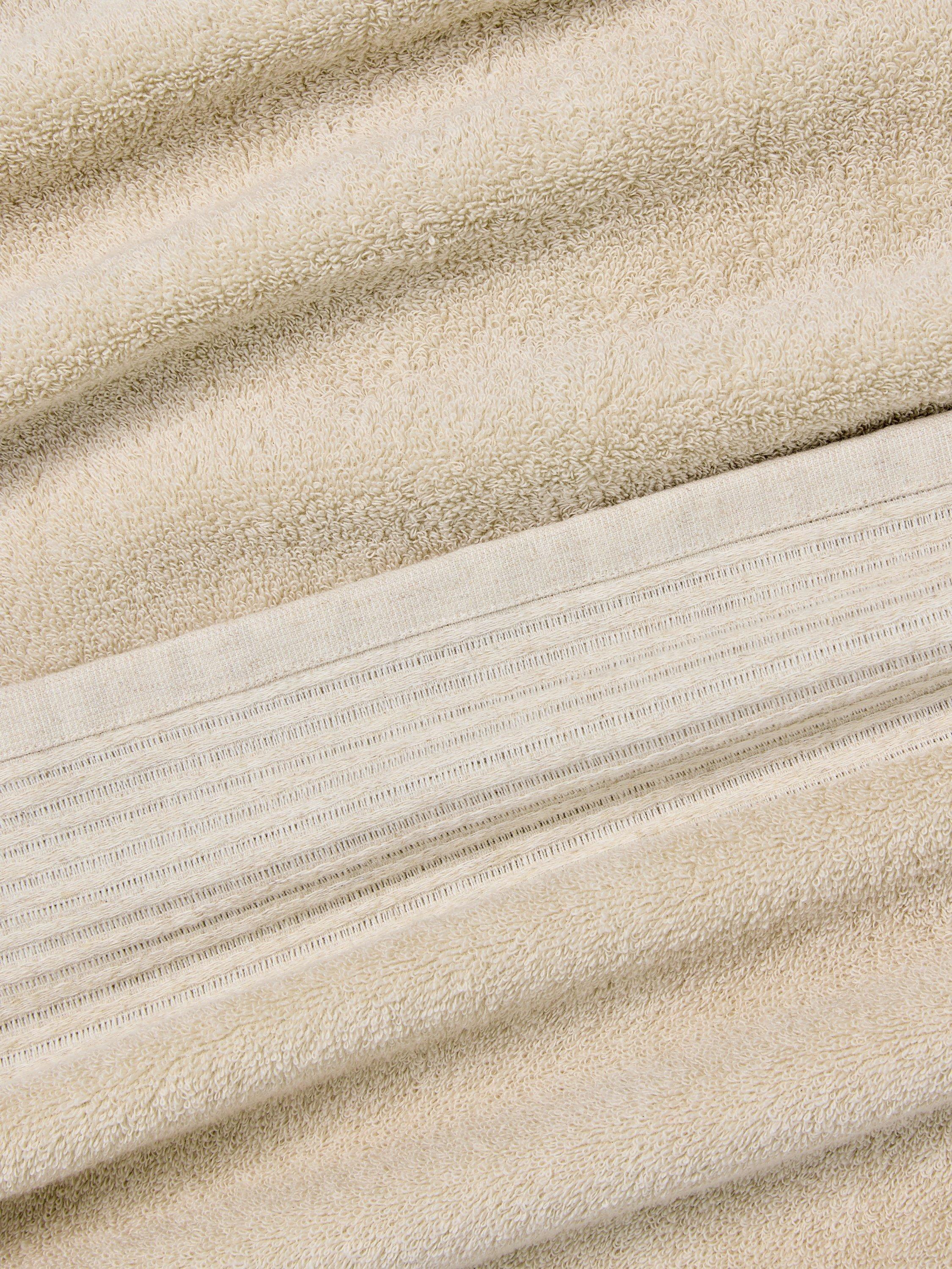 John Lewis pleated linen border natural bath sheet towel, UK version
