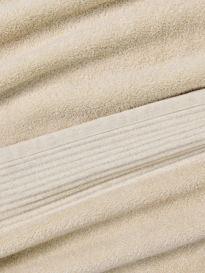 John Lewis pleated linen border natural bath sheet towel, UK version