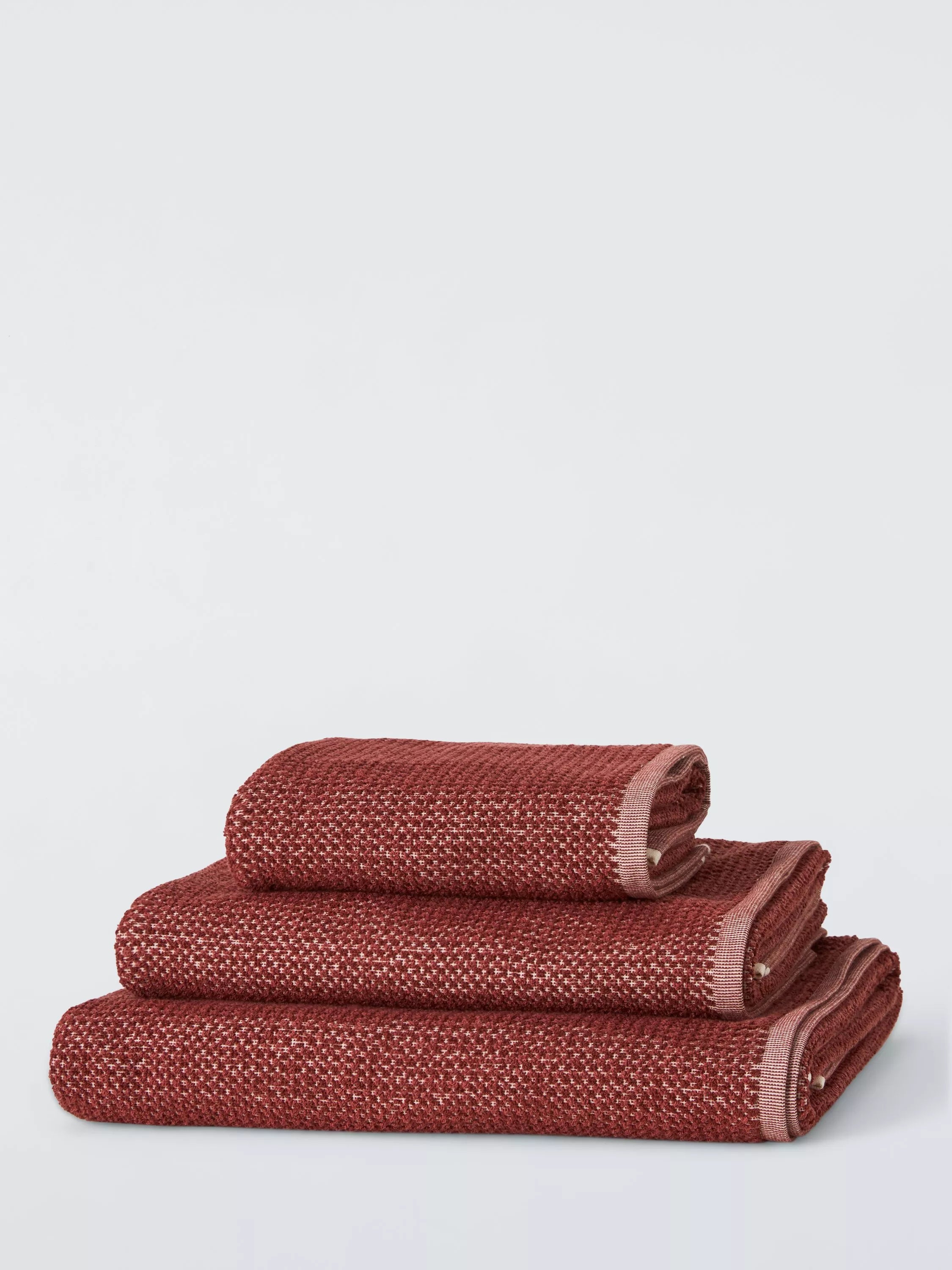John Lewis Textured Hand Towel, Burnt Umber