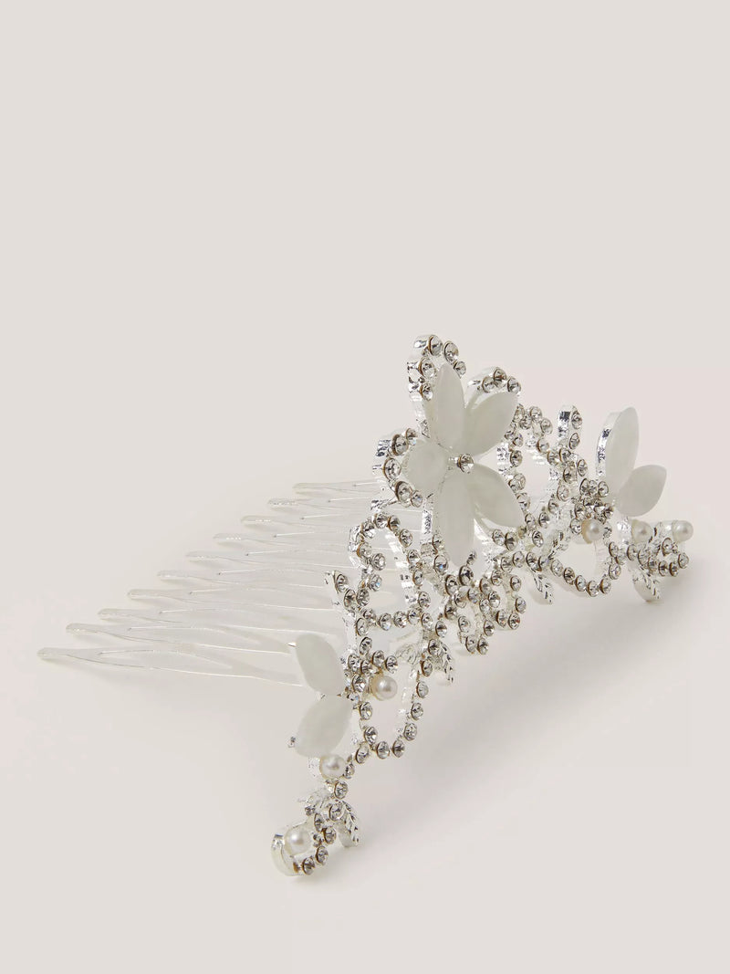 Monsoon Flora tiara hair comb silver - British product