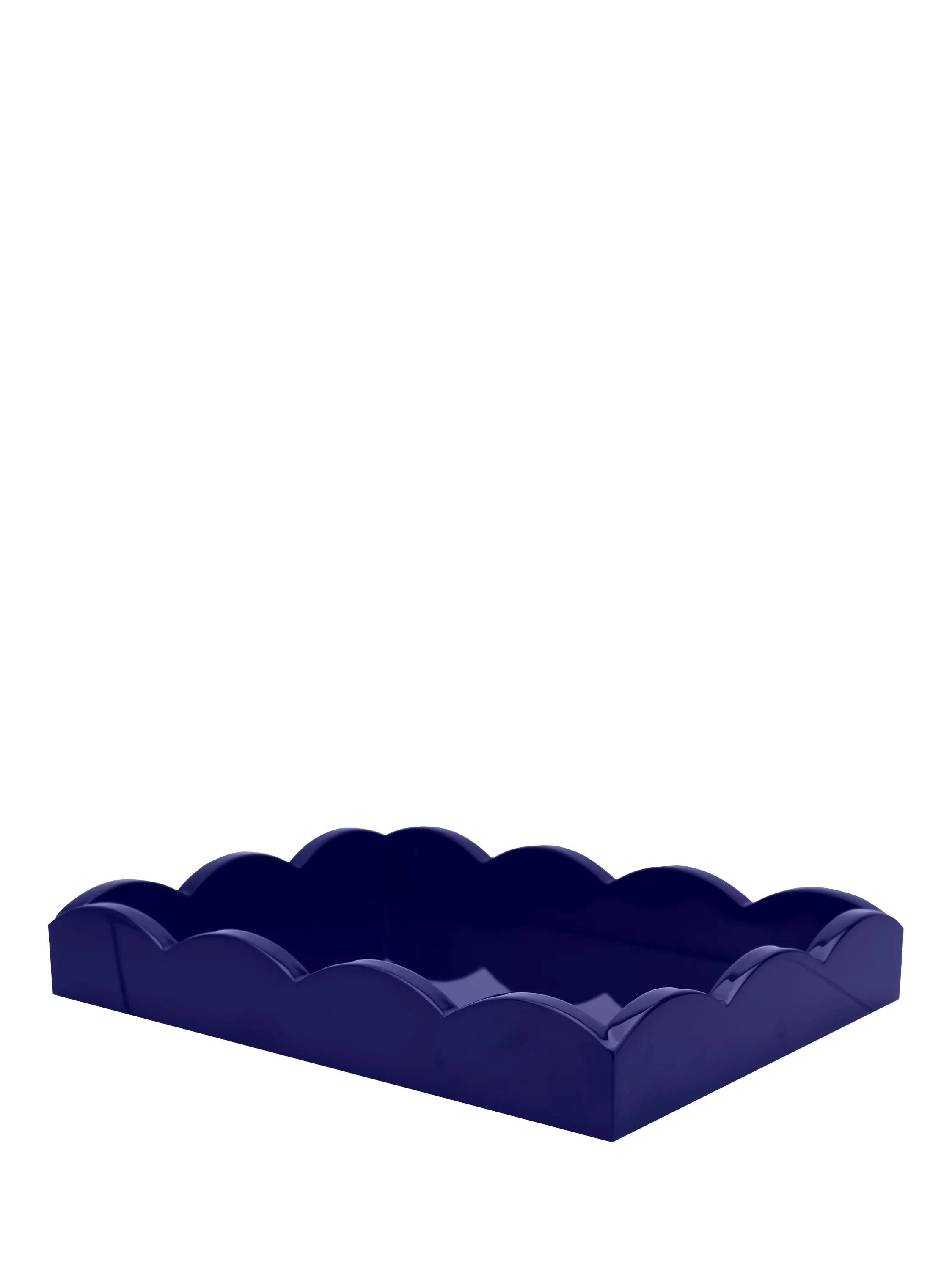 Addison Ross Scallop Lacquer Tray, Navy, 28cm