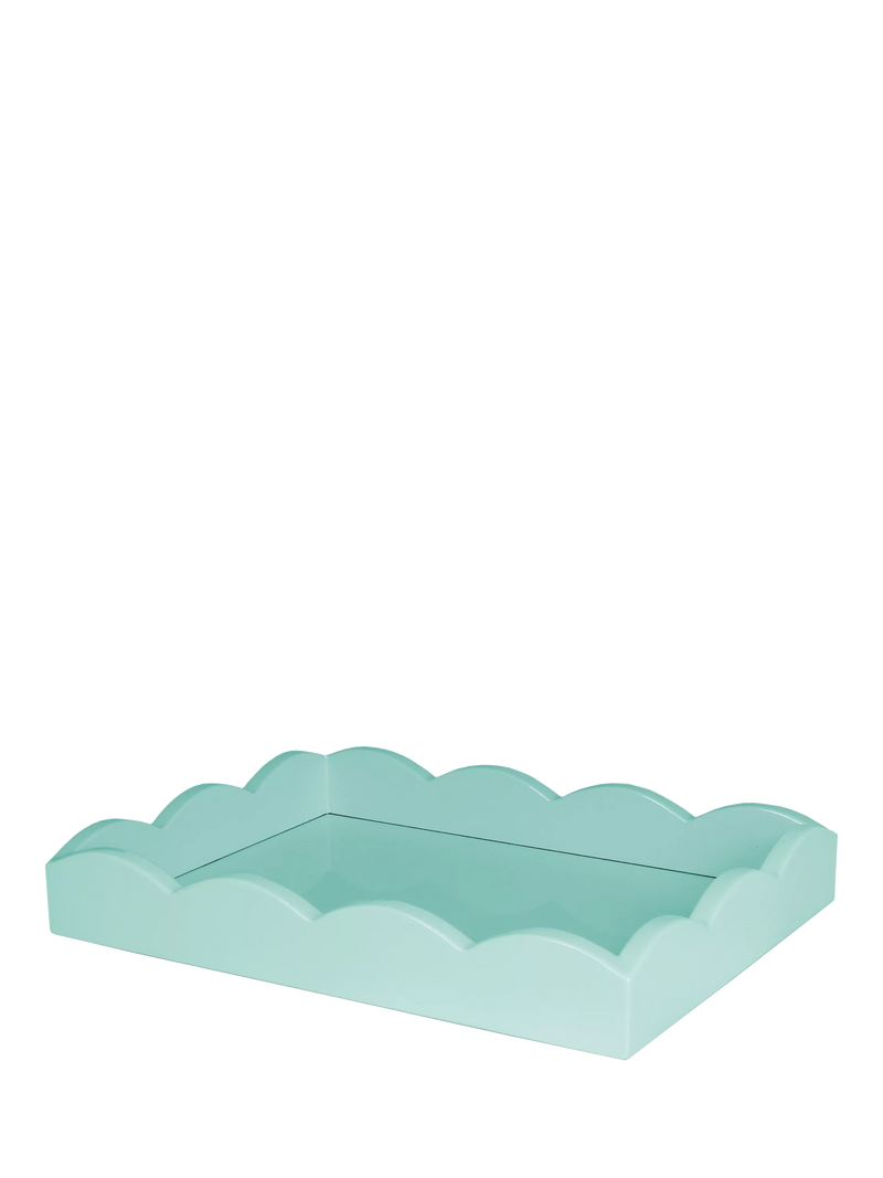 Addison Ross Scallop Lacquer Tray, Eau De Nil, 28cm