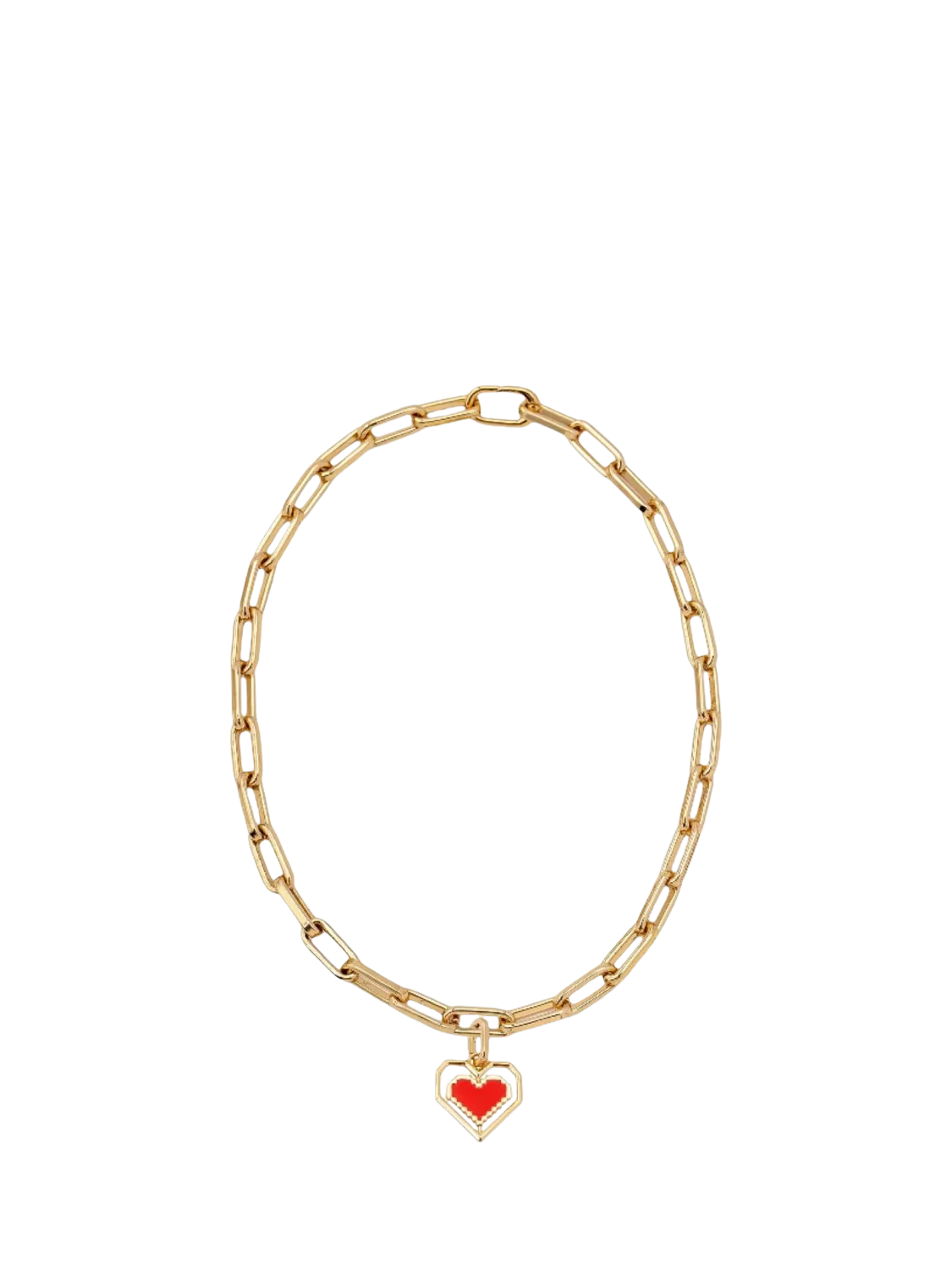 frkl. gold spinning heart necklace with red enamel (British brand)