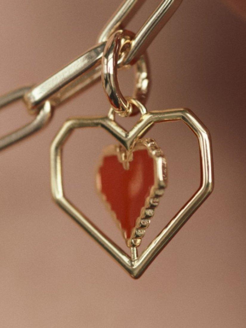 frkl. gold spinning heart necklace with red enamel (British brand)
