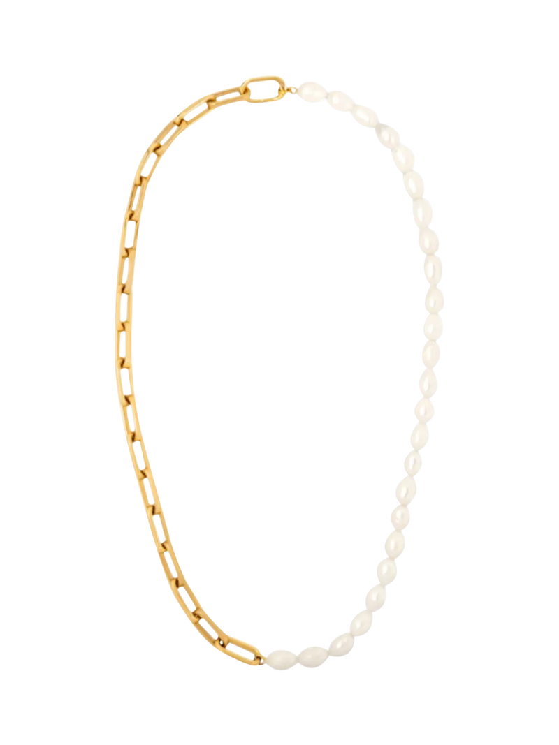 frkl. Mega Half Choker Necklace, Gold/Pearl