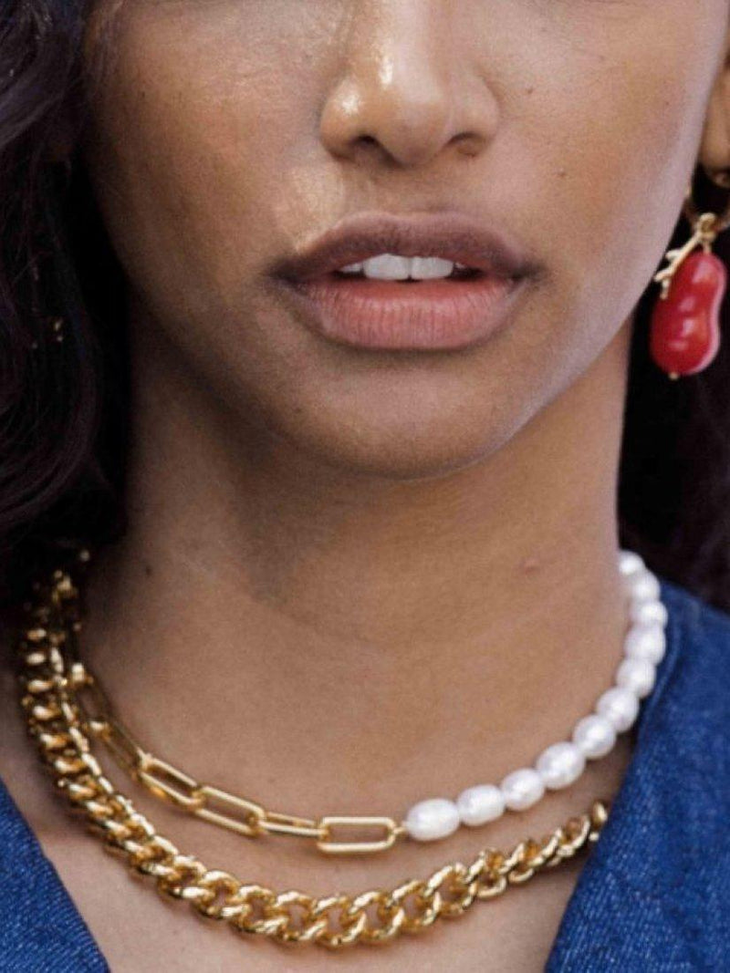 frkl. half choker necklace gold pearl - British product