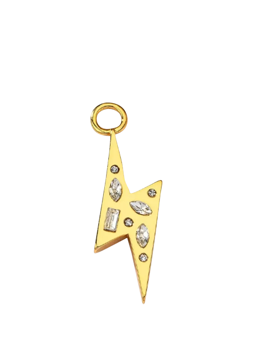frkl. Lightning Bolt Crystal Charm gold - British product