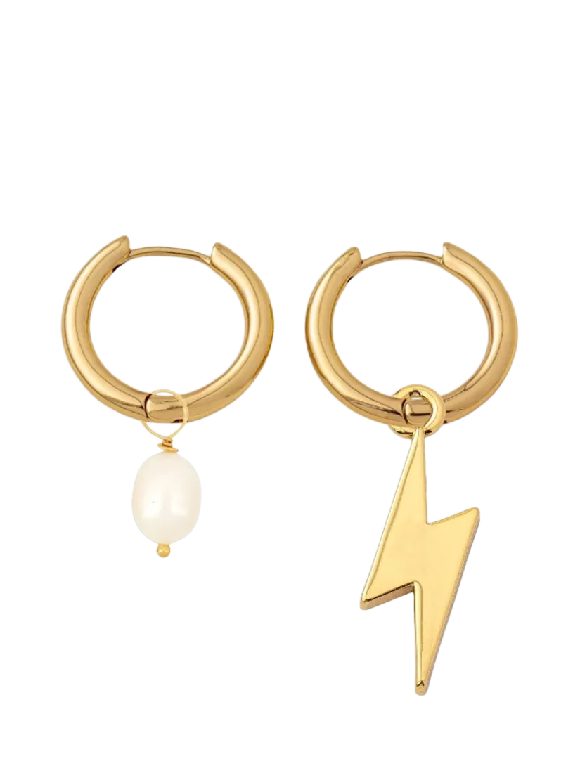 frkl. Lightning Bolt hoop earrings gold plated, imported from the UK