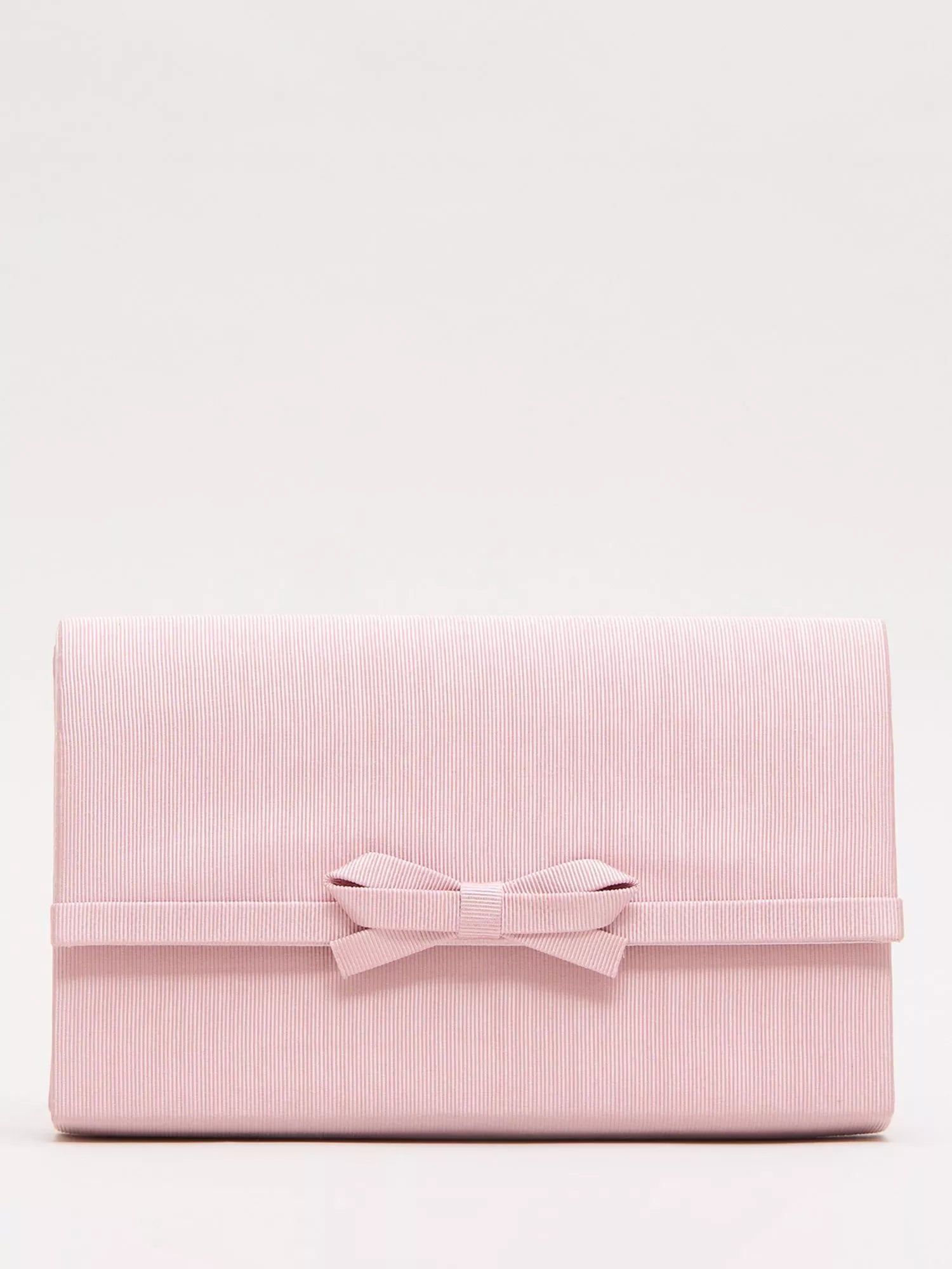 Phase Eight grosgrain bow clutch bag in pale pink - British product