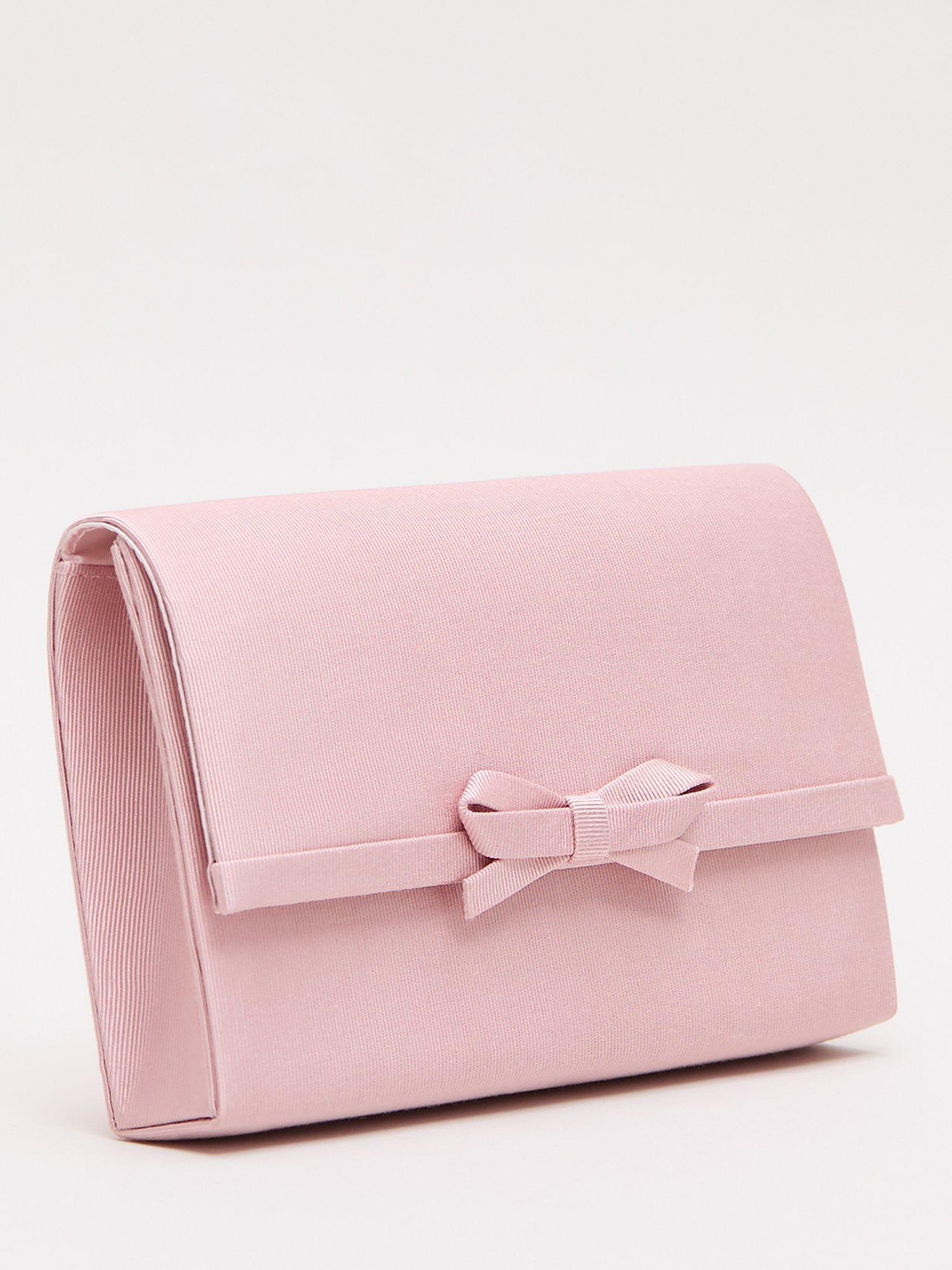 Phase Eight grosgrain bow clutch bag in pale pink - British product