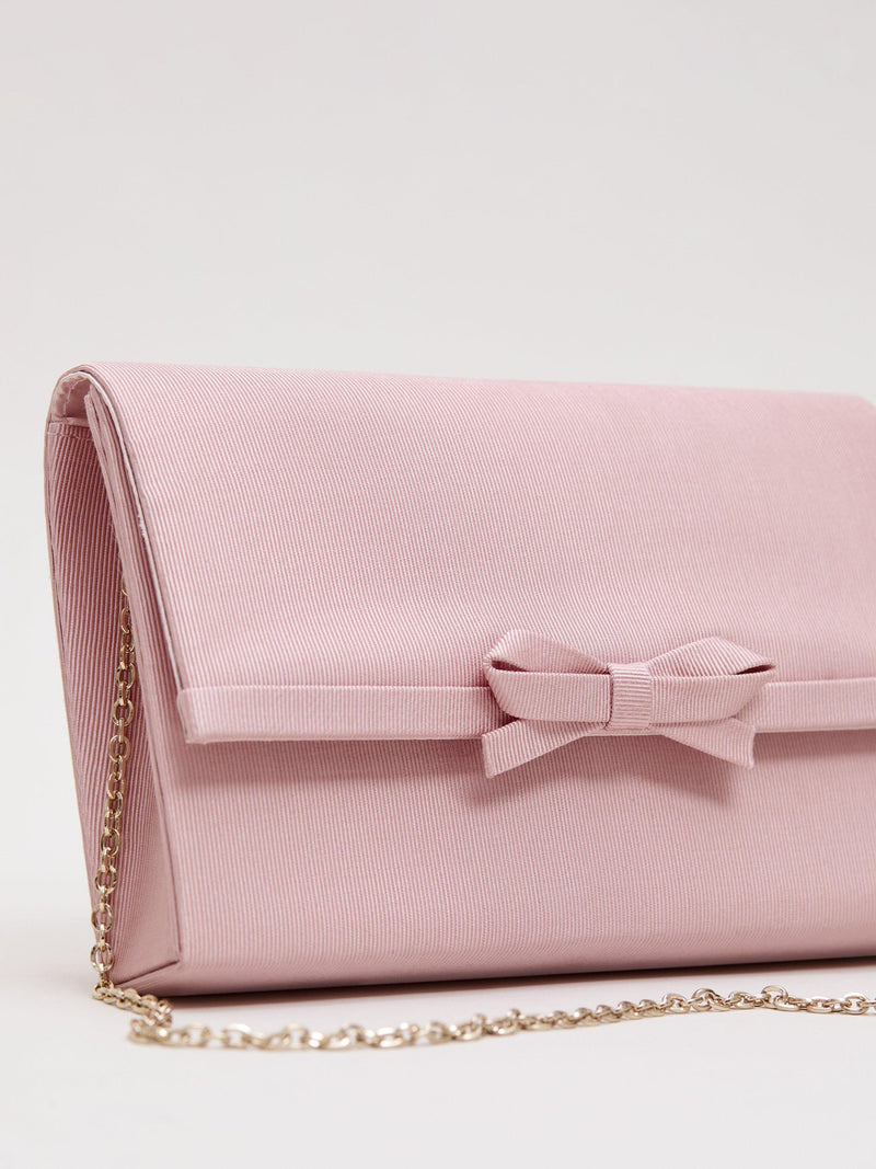 Phase Eight grosgrain bow clutch bag in pale pink - British product