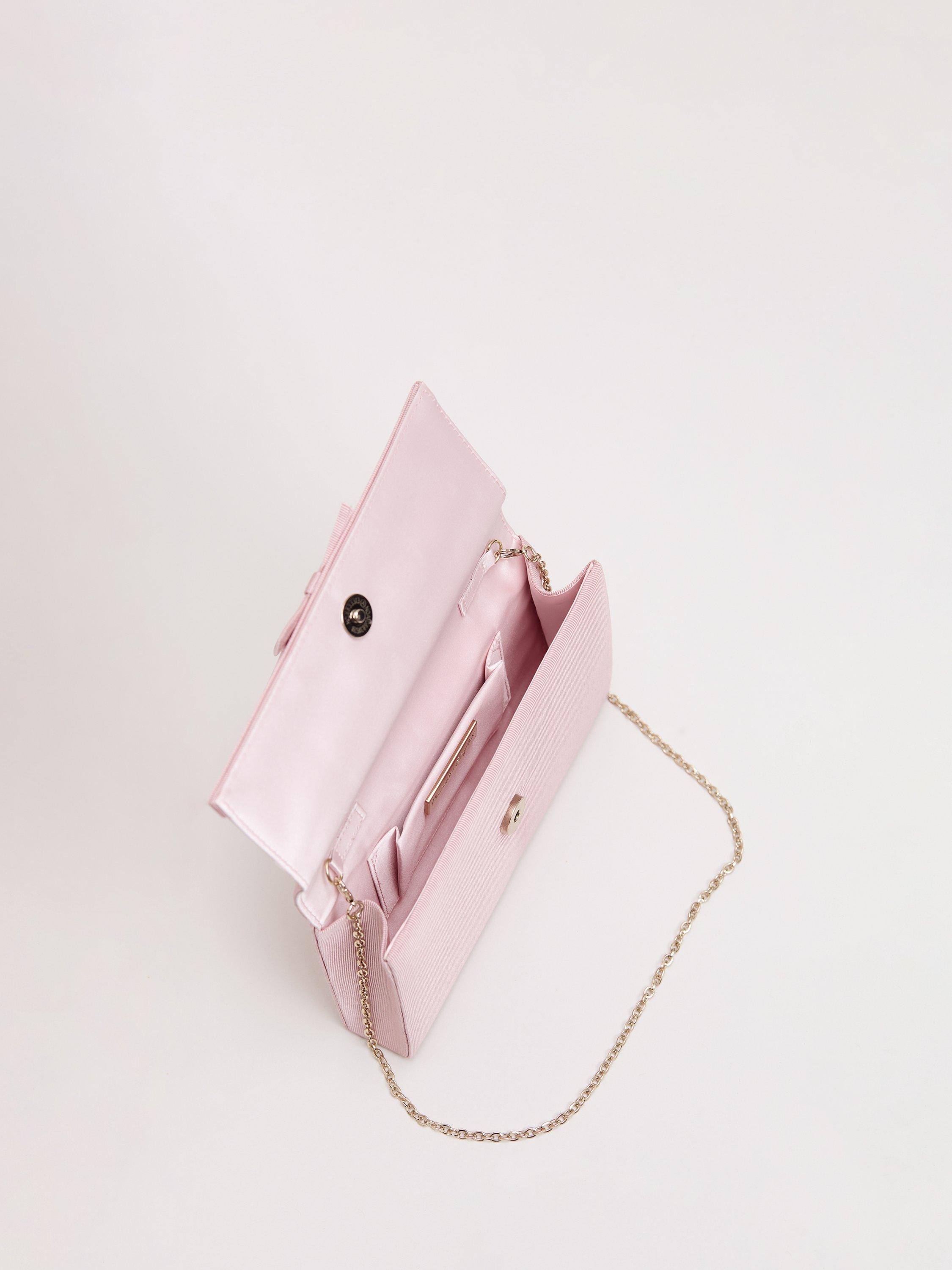 Phase Eight grosgrain bow clutch bag in pale pink - British product