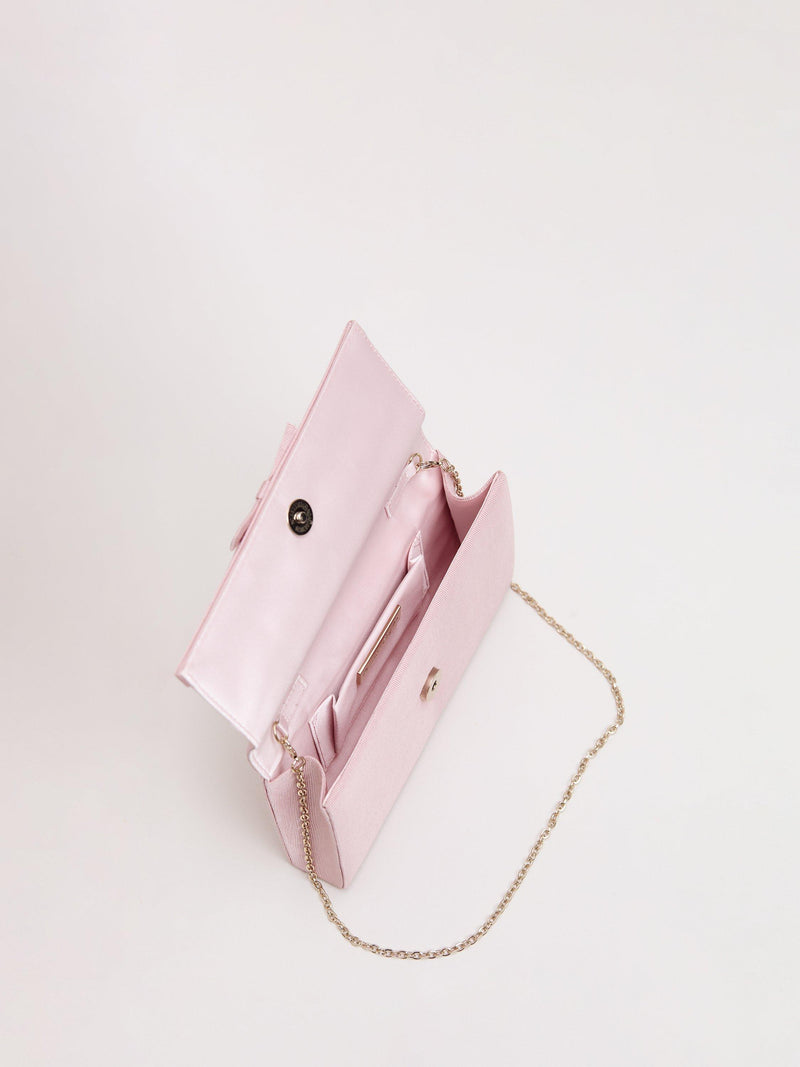Phase Eight grosgrain bow clutch bag in pale pink - British product