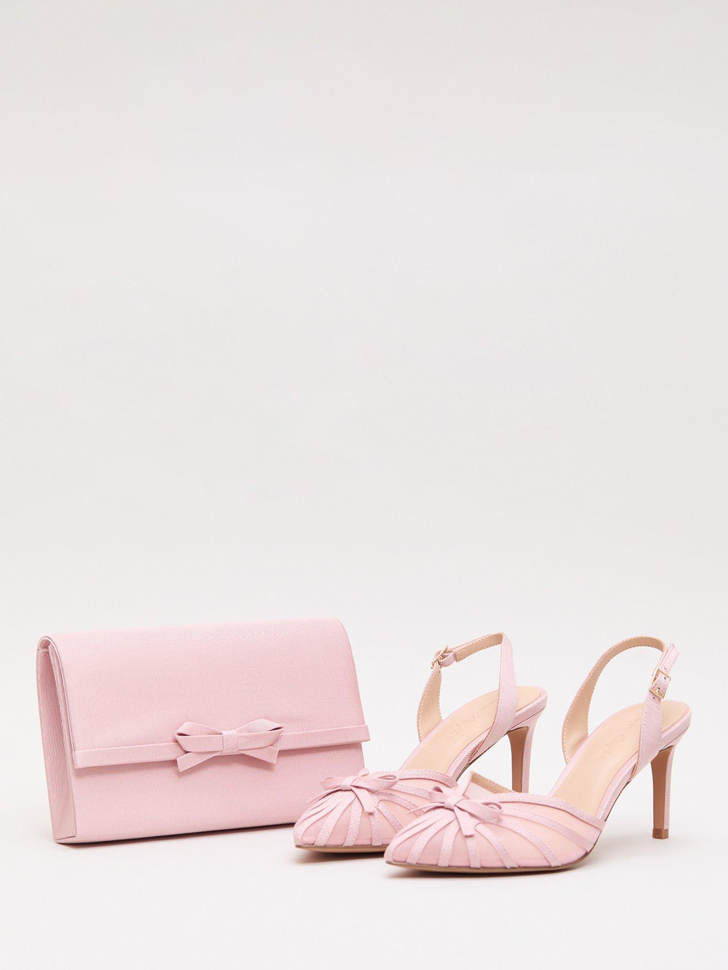 Phase Eight grosgrain bow clutch bag in pale pink - British product