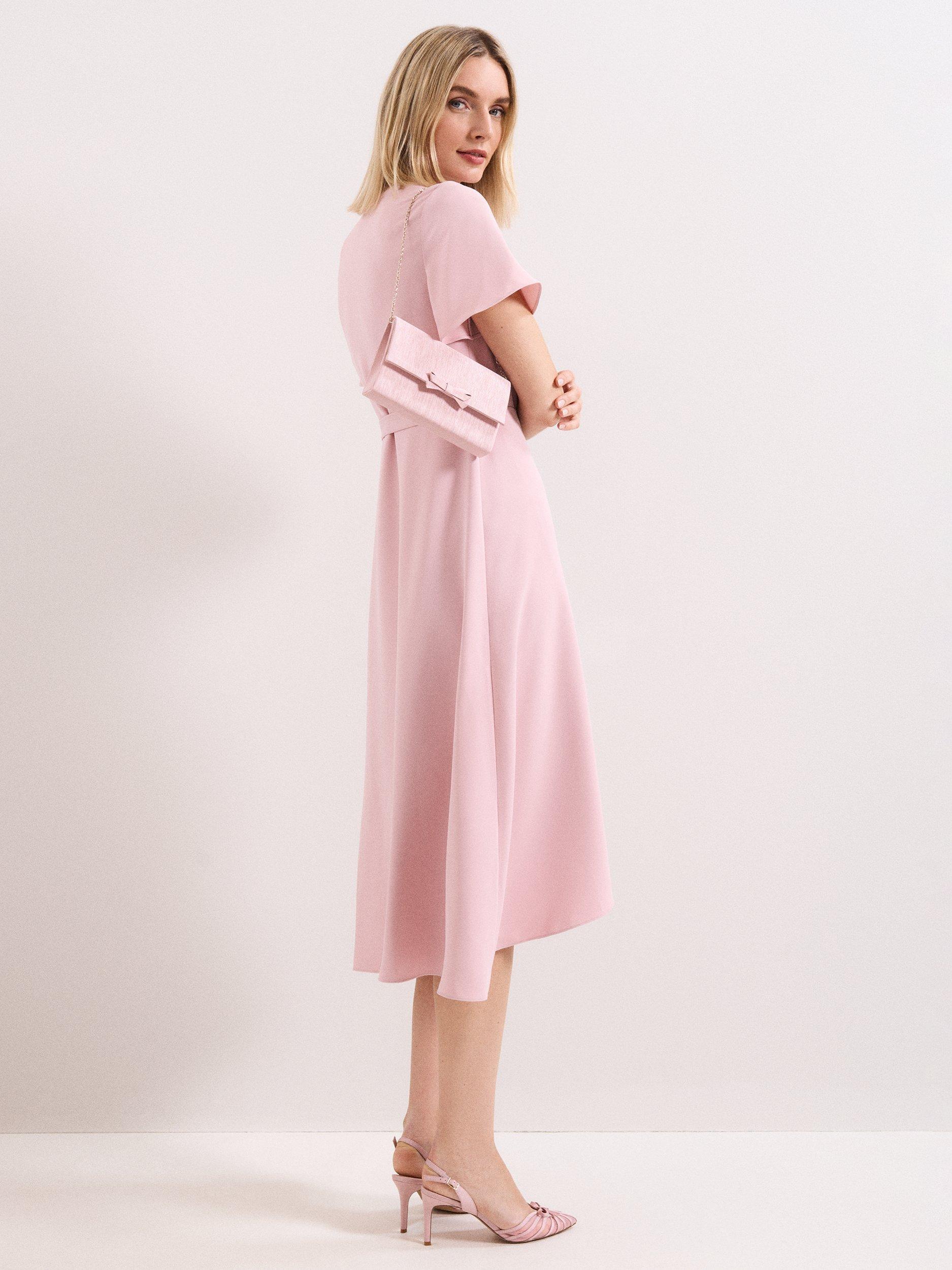 Phase Eight grosgrain bow clutch bag in pale pink - British product