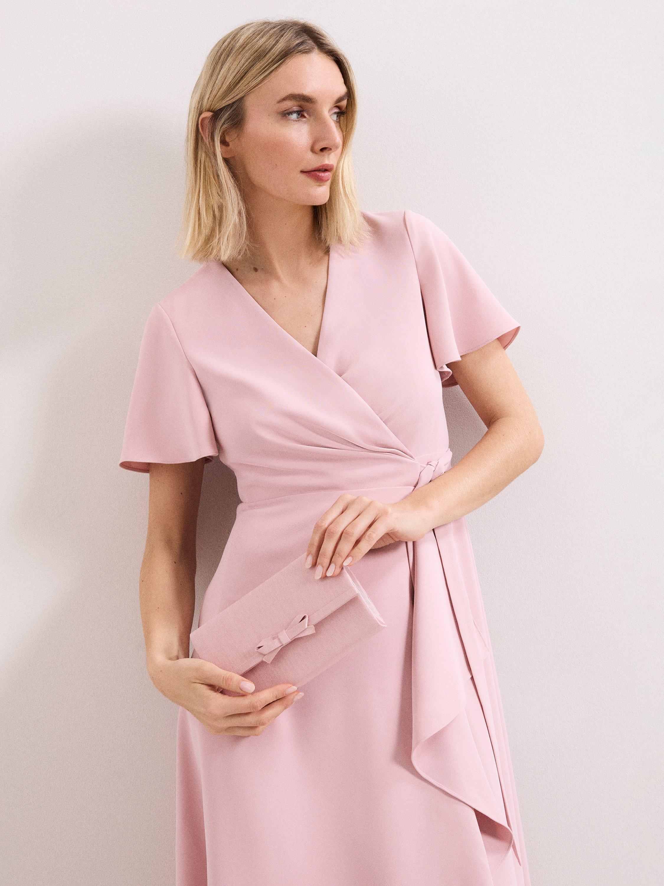 Phase Eight grosgrain bow clutch bag in pale pink - British product
