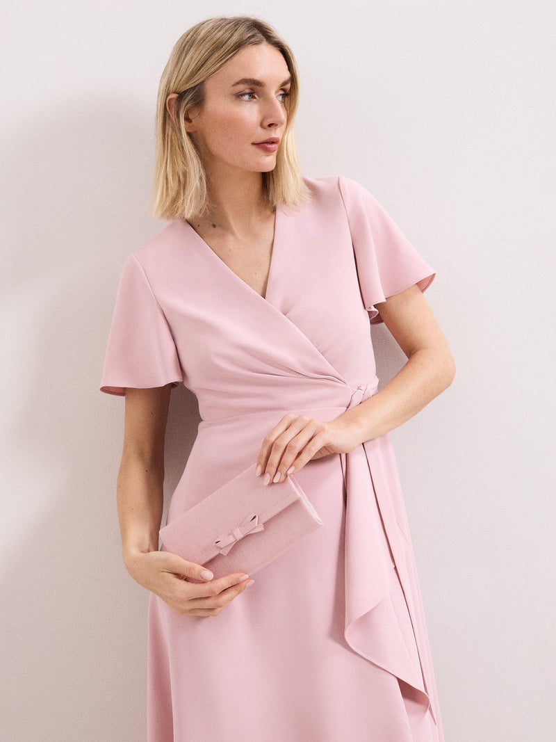 Phase Eight grosgrain bow clutch bag in pale pink - British product