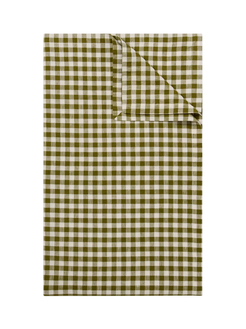 Piglet in Bed gingham linen blend tablecloth 155x210cm - British product