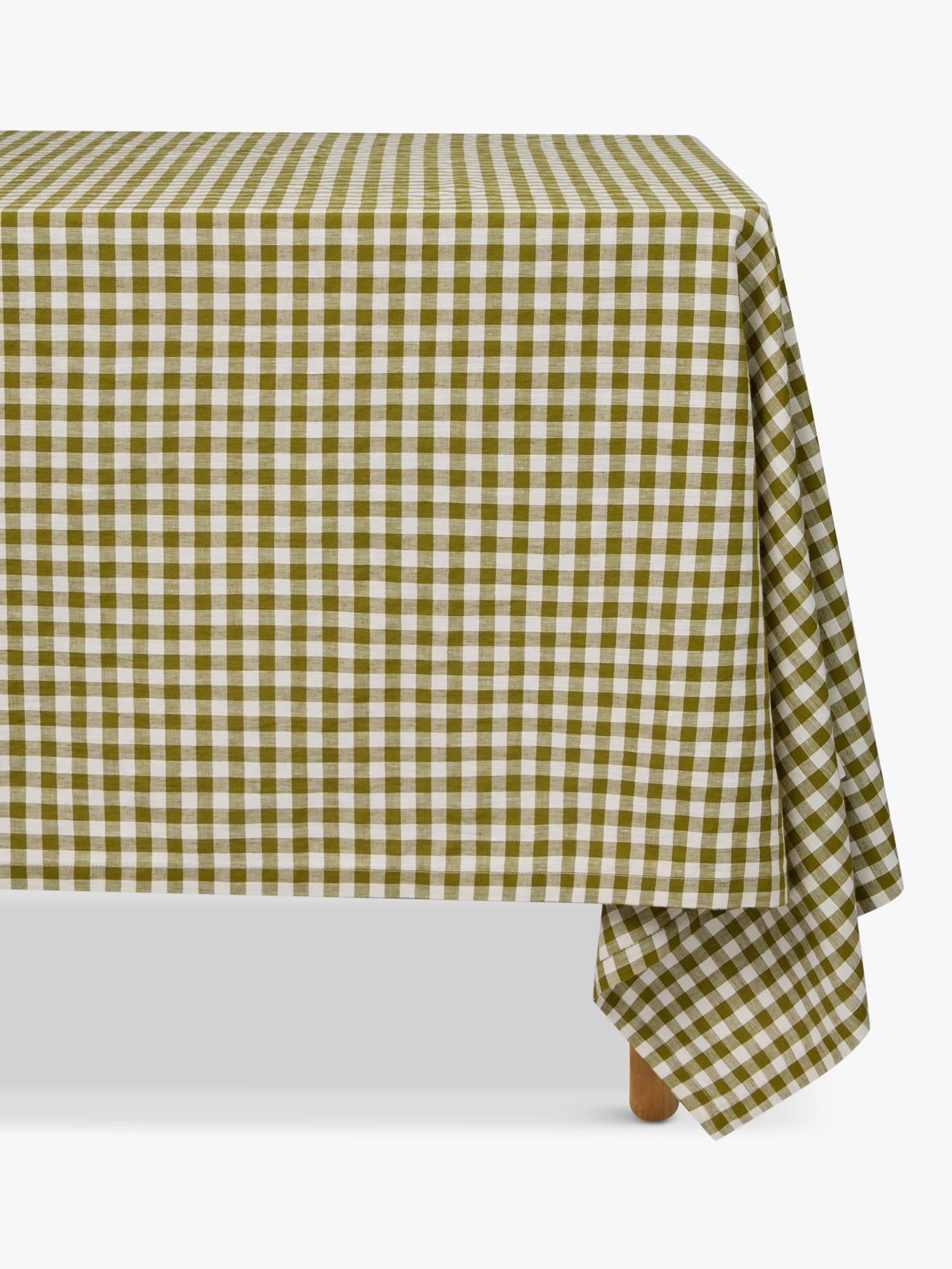 Piglet in Bed gingham linen blend tablecloth 155x210cm - British product