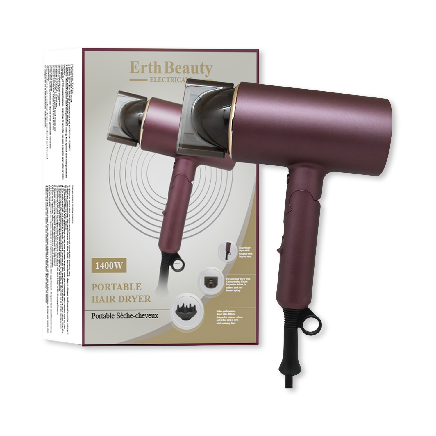 Erth Skin London portable hair dryer, imported from the UK