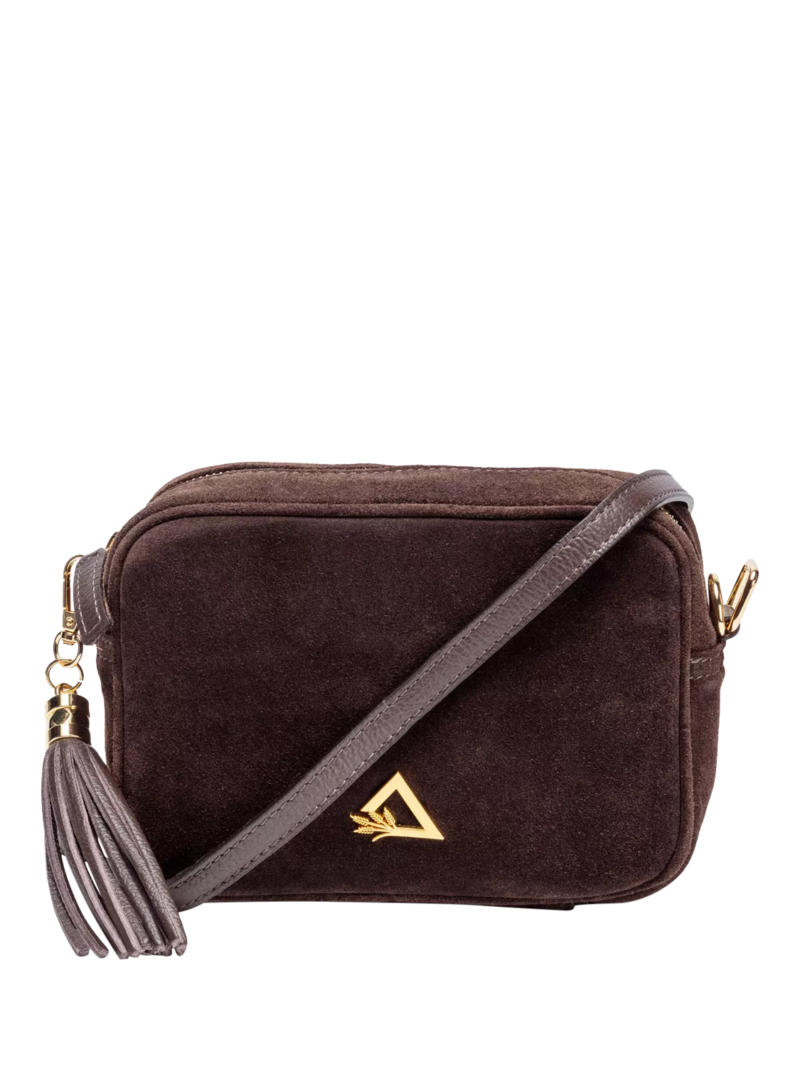 Hay Life suede camera bag chocolate from a British brand, imported from the UK
