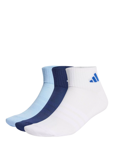 John Lewis adidas Cushioned Sportswear Ankle Socks, Pack of 3, Blue- Buy online at McGrocer