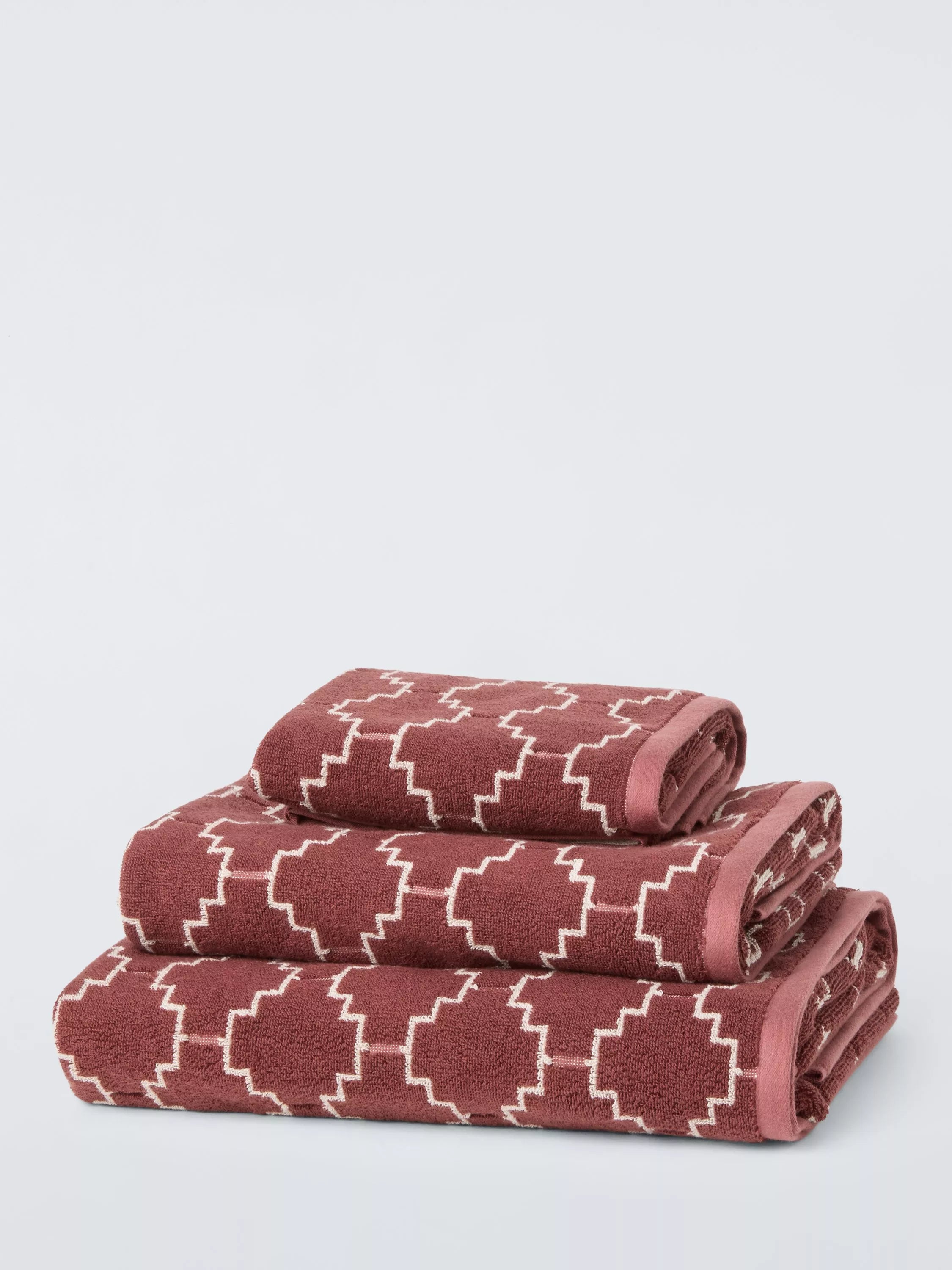 John Lewis Castillo geometric towel Burnt Umber 600gsm - British product