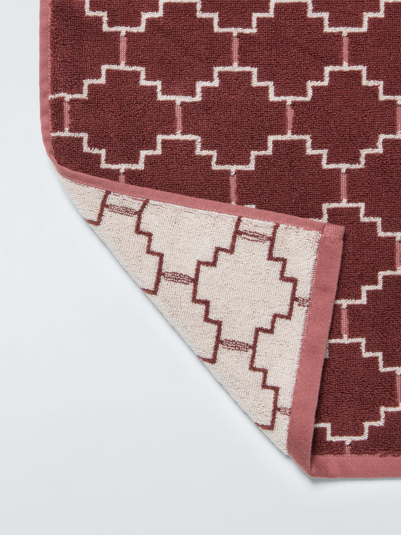 John Lewis Castillo geometric towel Burnt Umber 600gsm - British product