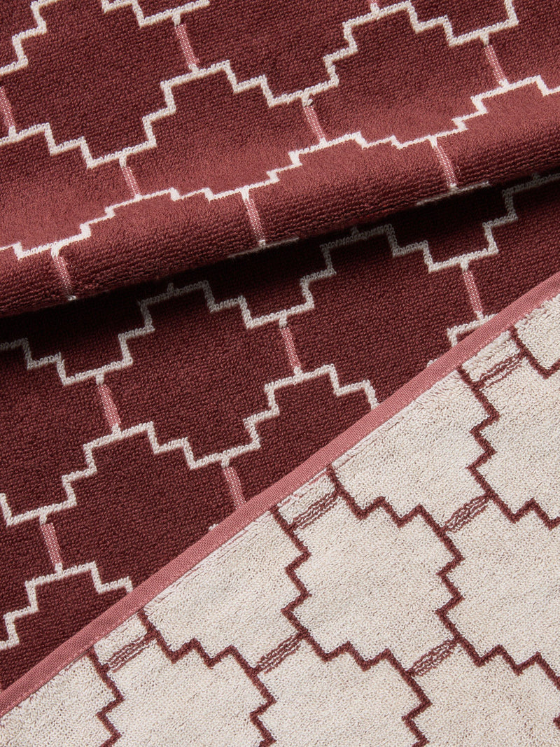 John Lewis Castillo geometric towel Burnt Umber 600gsm - British product