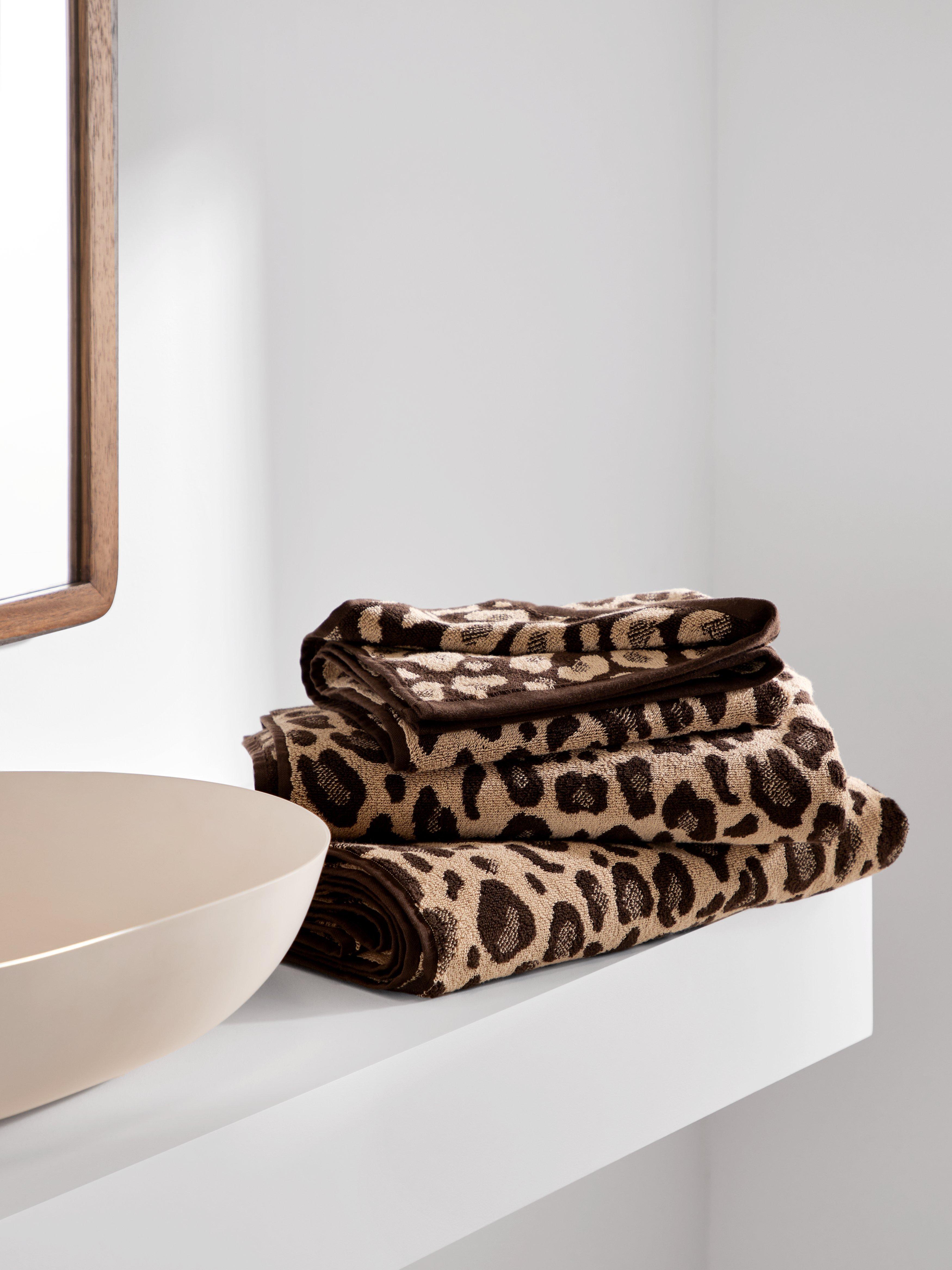 John Lewis leopard print towel natural 600gsm, imported from the UK