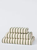 John Lewis Striped Fringed Hand Towel, Avocado