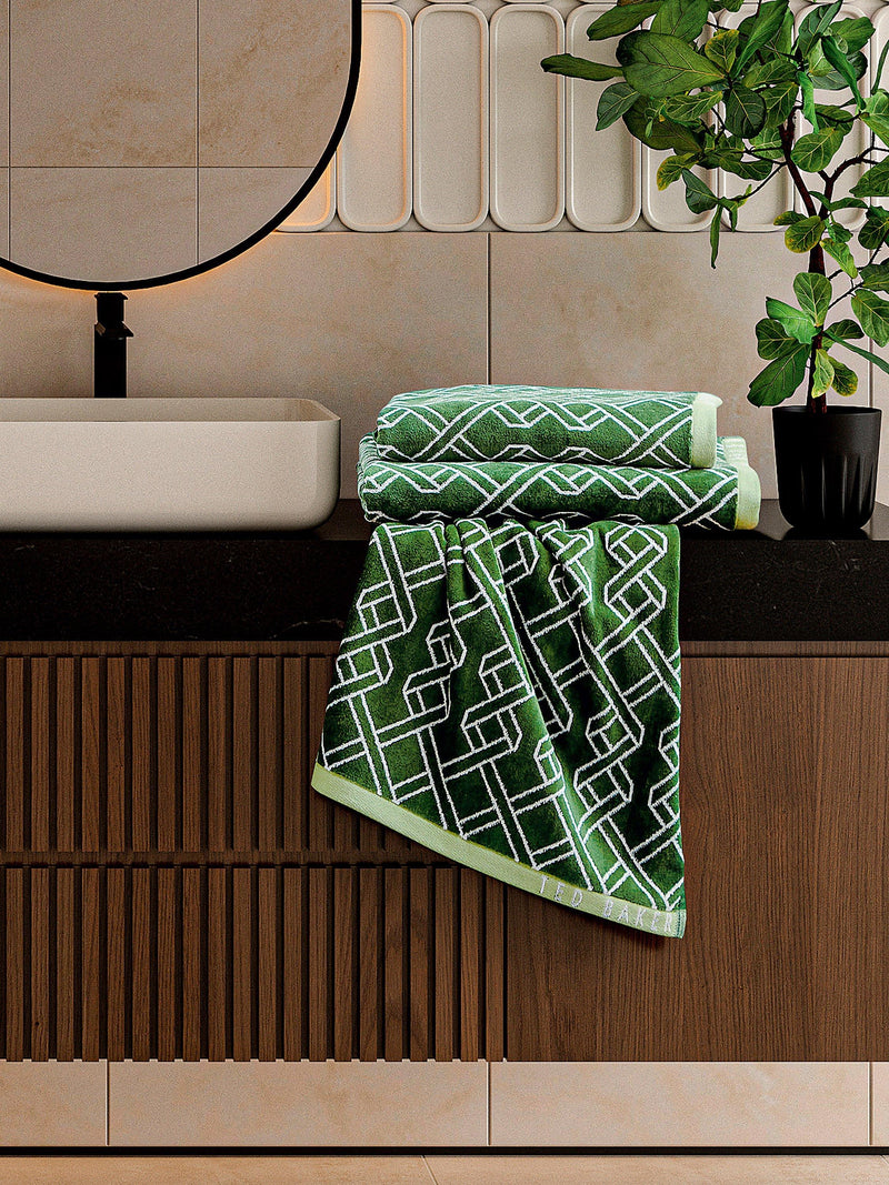 Ted Baker ribbon stripe towel green - British product