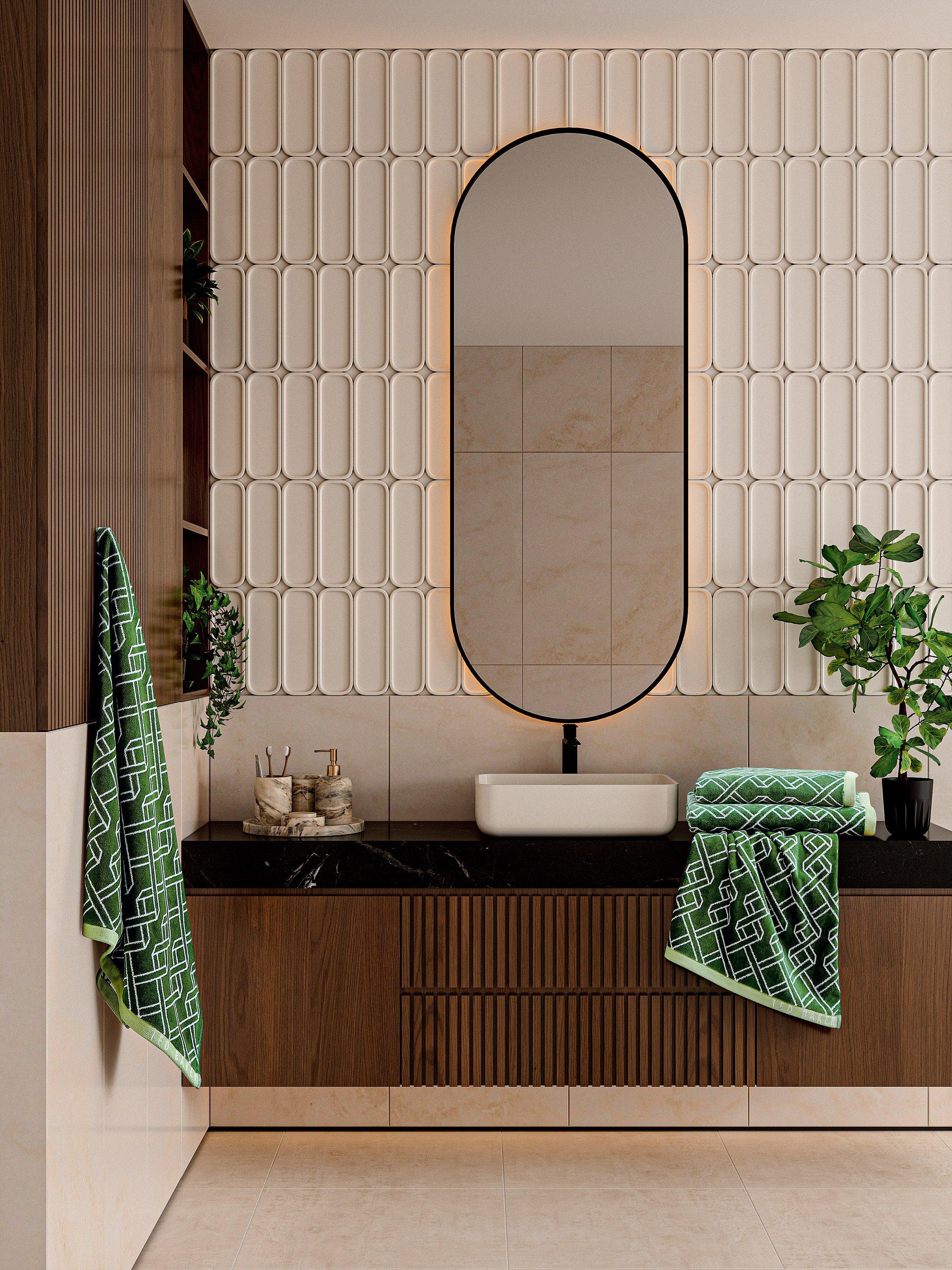 Ted Baker ribbon stripe towel green - British product