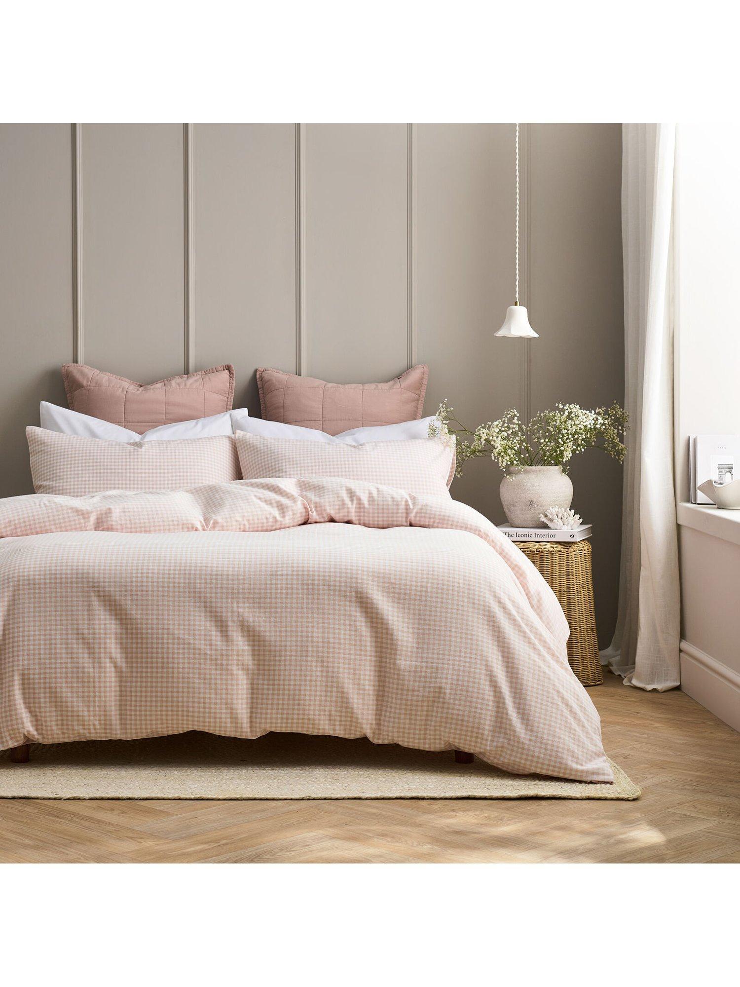 Christy gingham duvet cover set double 100% cotton - British product