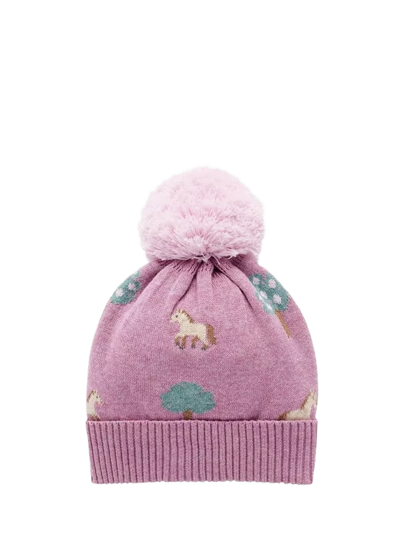 Purebaby Kids' On The Farm Beanie Hat, Orchard Jaquard, XS/S