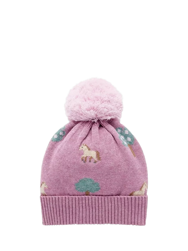 Purebaby Kids' On The Farm Beanie Hat, Orchard Jaquard, XS/S