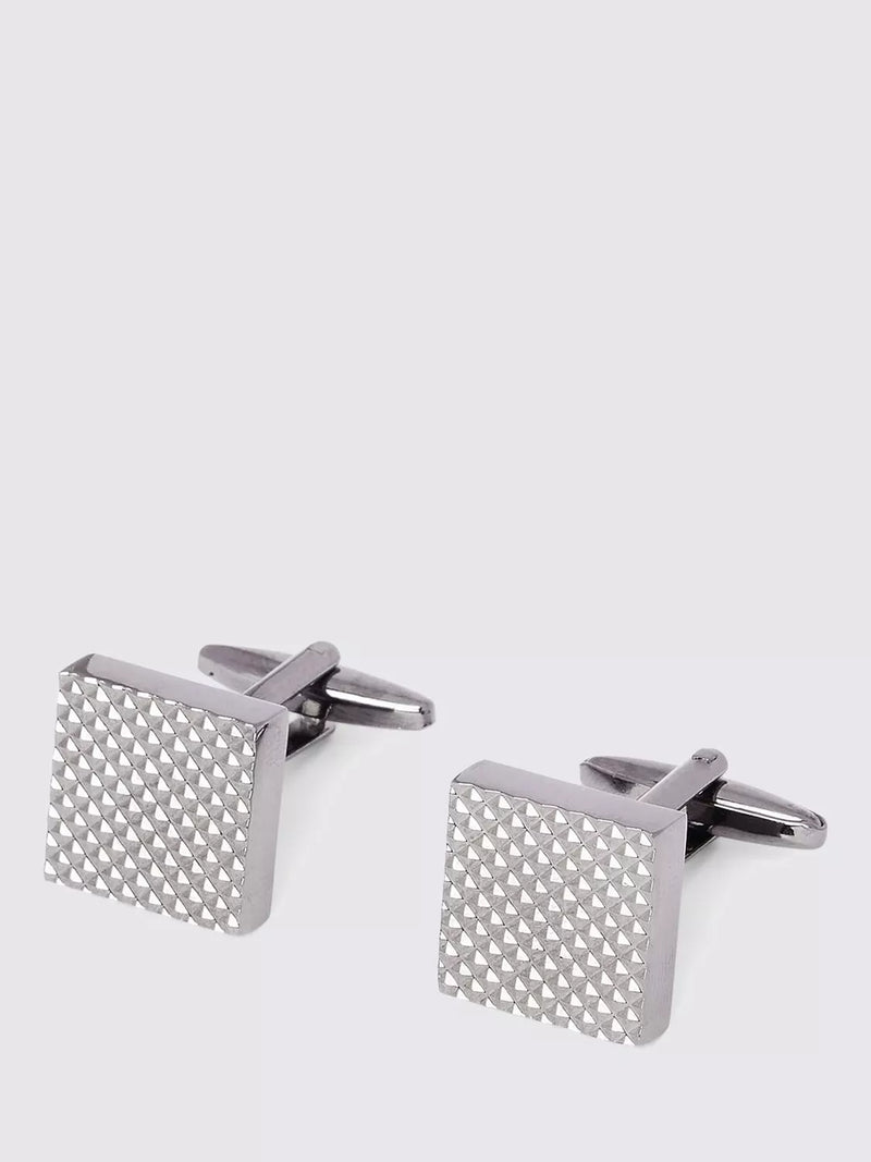 Moss textured square cufflinks gunmetal (British brand)
