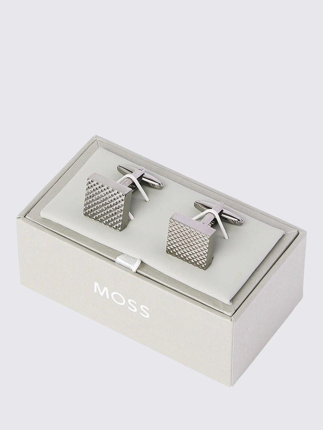 Moss textured square cufflinks gunmetal (British brand)