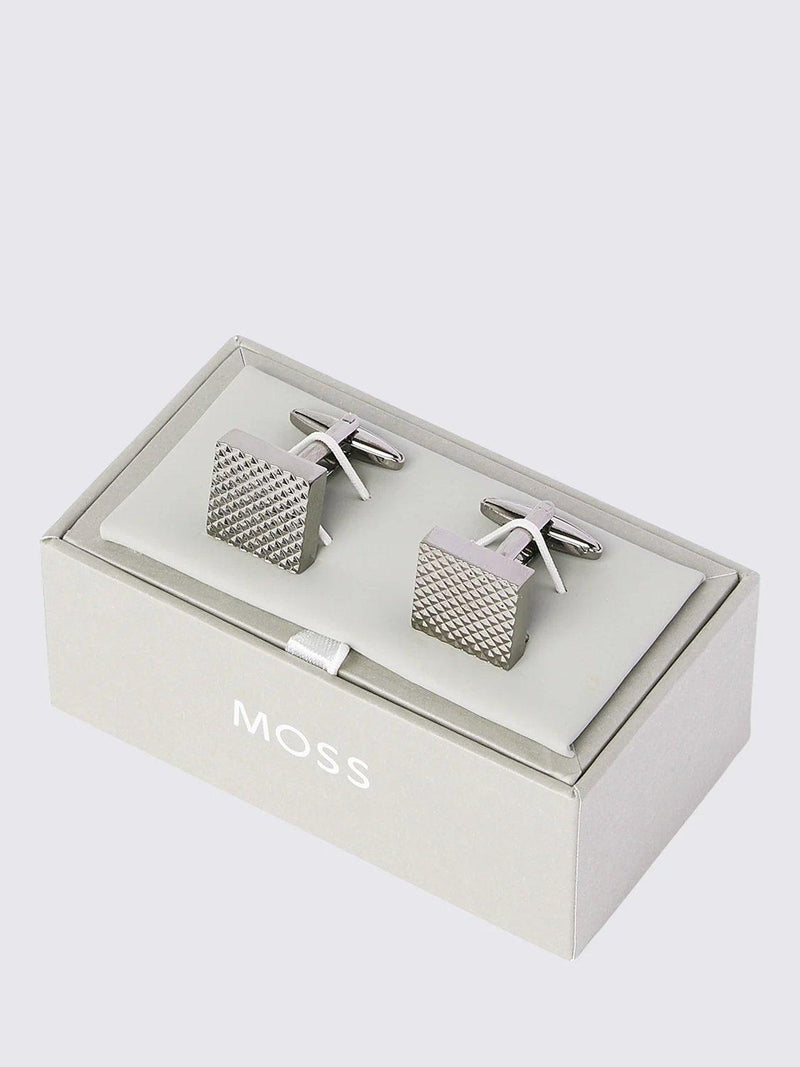 Moss textured square cufflinks gunmetal (British brand)