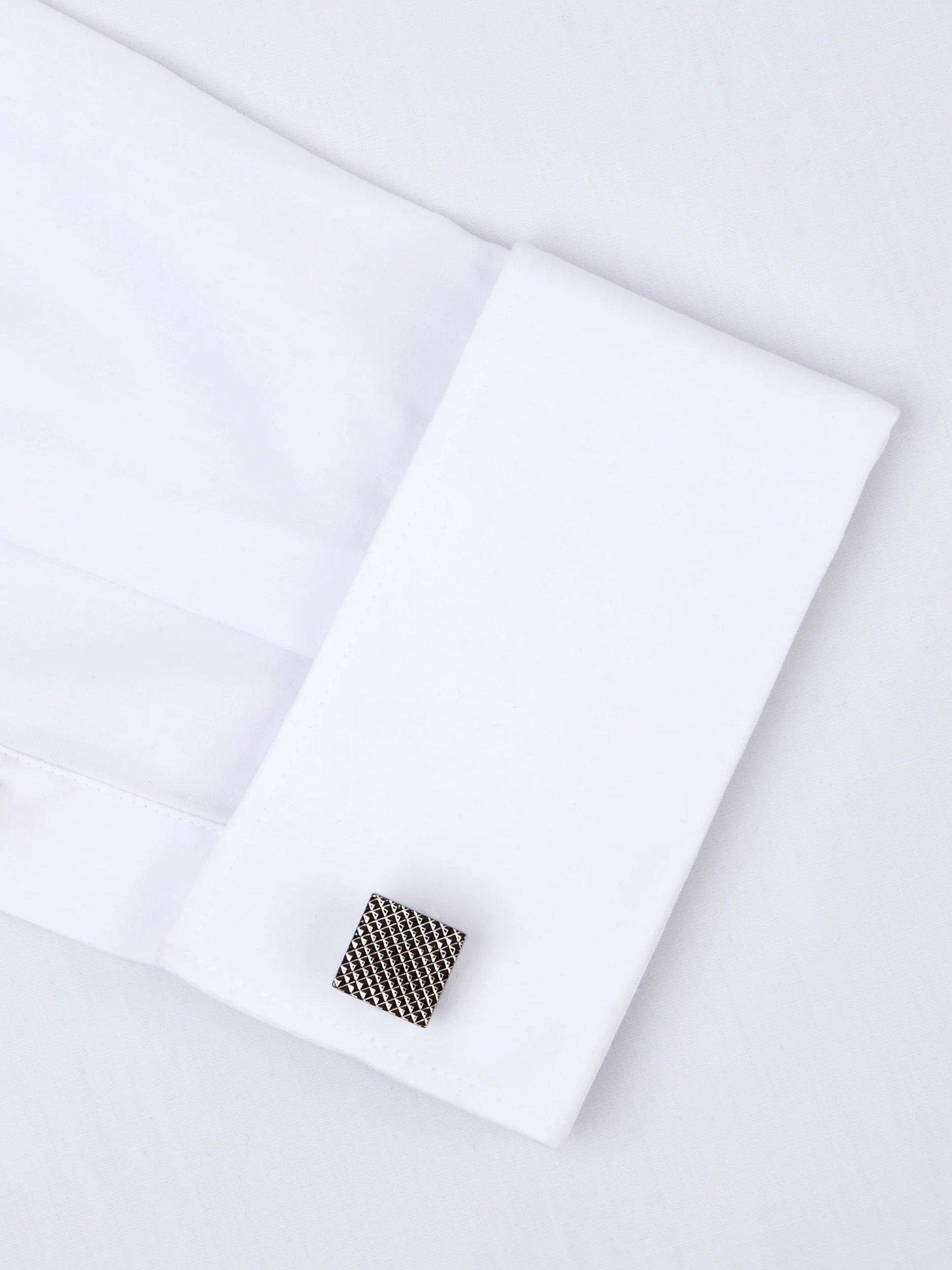 Moss textured square cufflinks gunmetal (British brand)